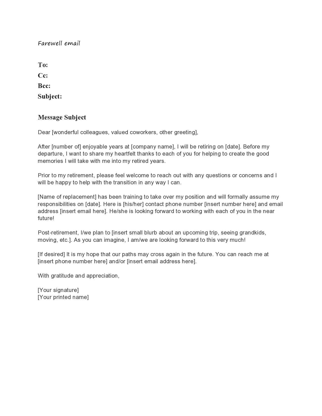 28 Perfect Farewell Letters To Boss Or Colleagues Templatearchive Retirement goodbye letter to coworkers