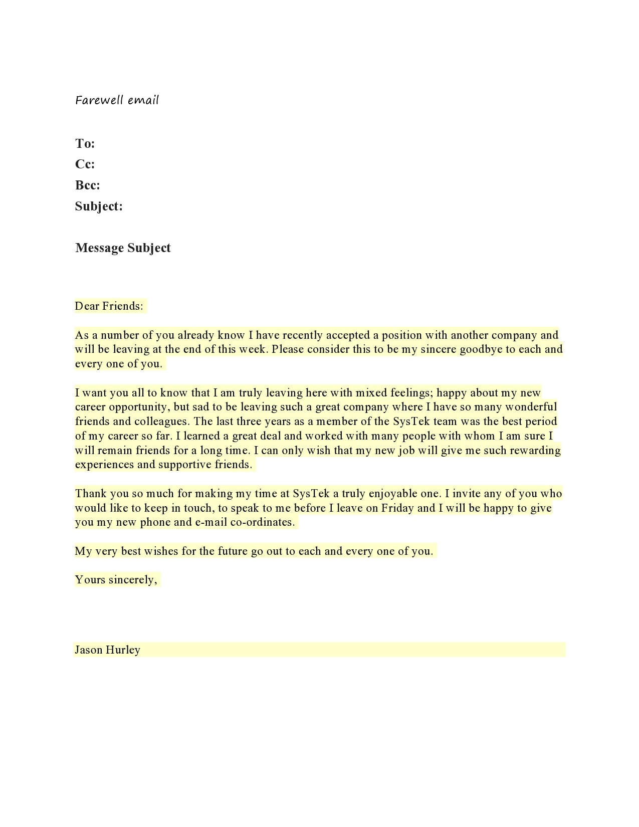 Best wishes email to colleague who is leaving the company 28 Perfect Farewell Letters To Boss Or Colleagues Templatearchive