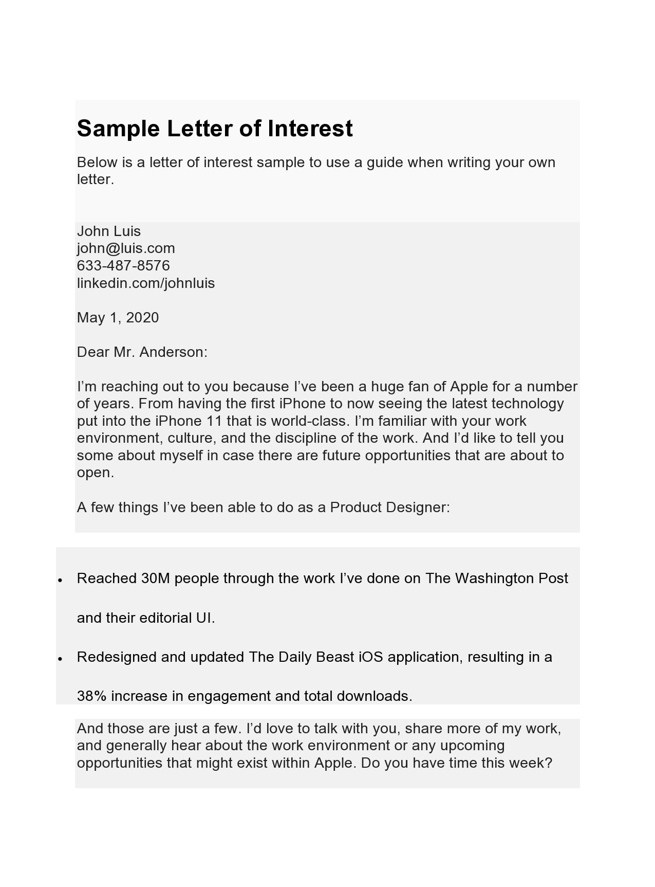 30 Editable Letter of Interest for a Job Templates - TemplateArchive
