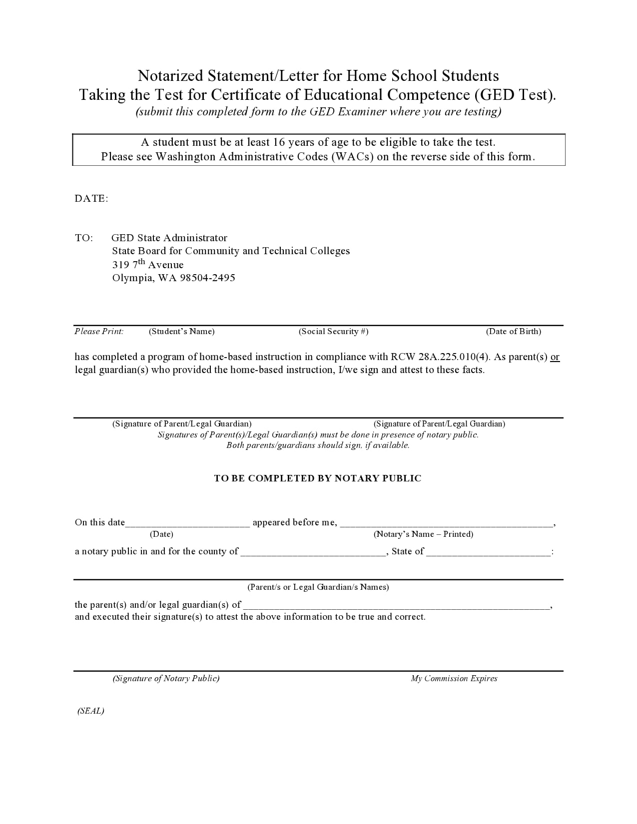 notarized letter template texas