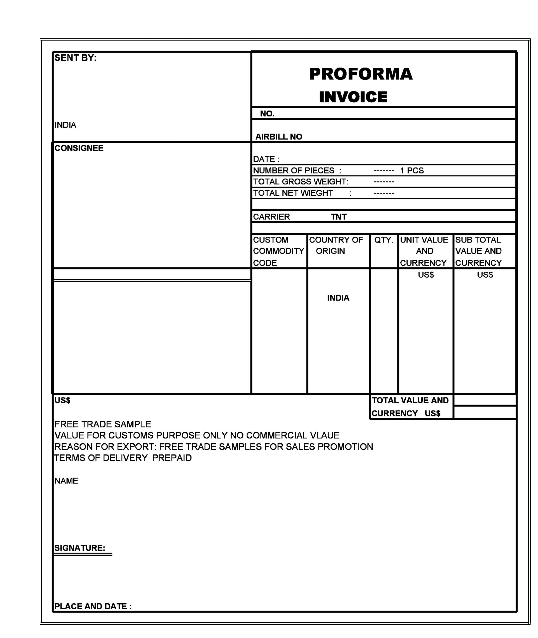Free Proforma Invoice Templates Excel Word PDF TemplateArchive