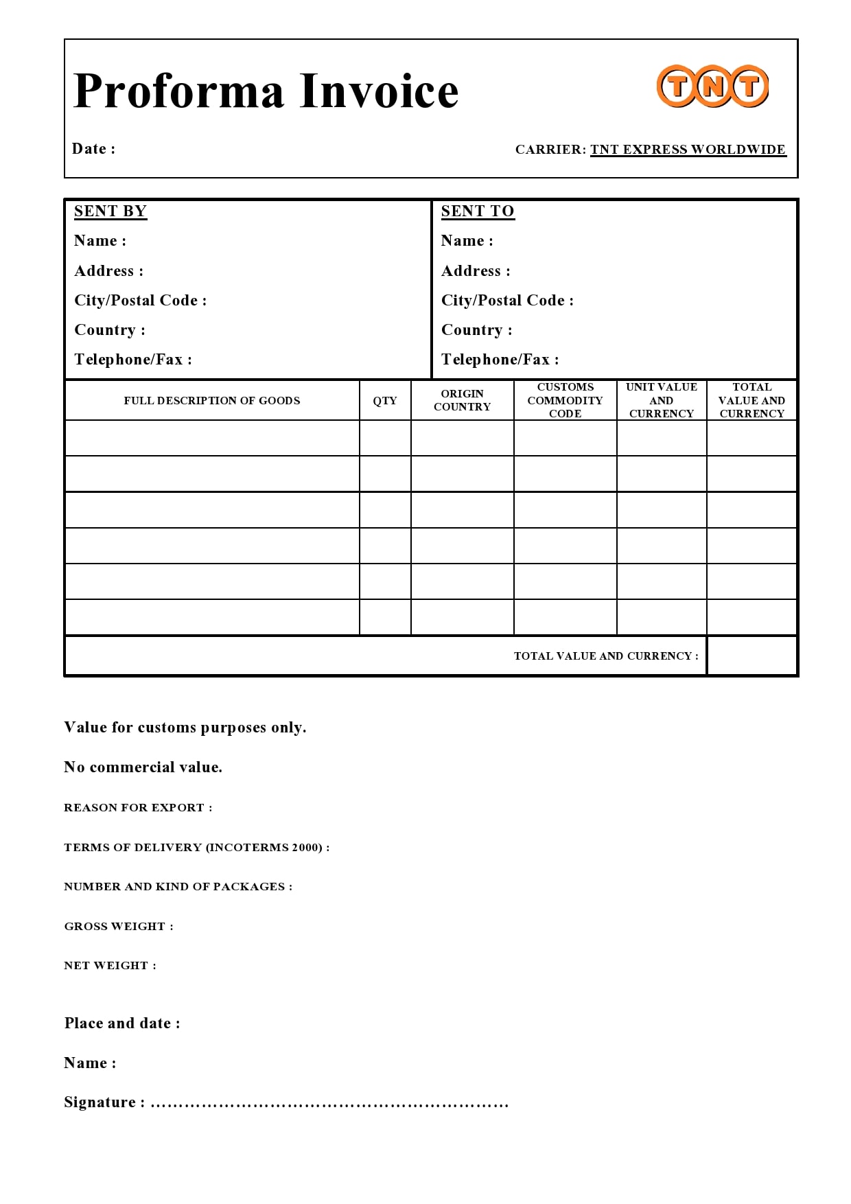 30 Free Proforma Invoice Templates Excel Word Pdf Templatearchive