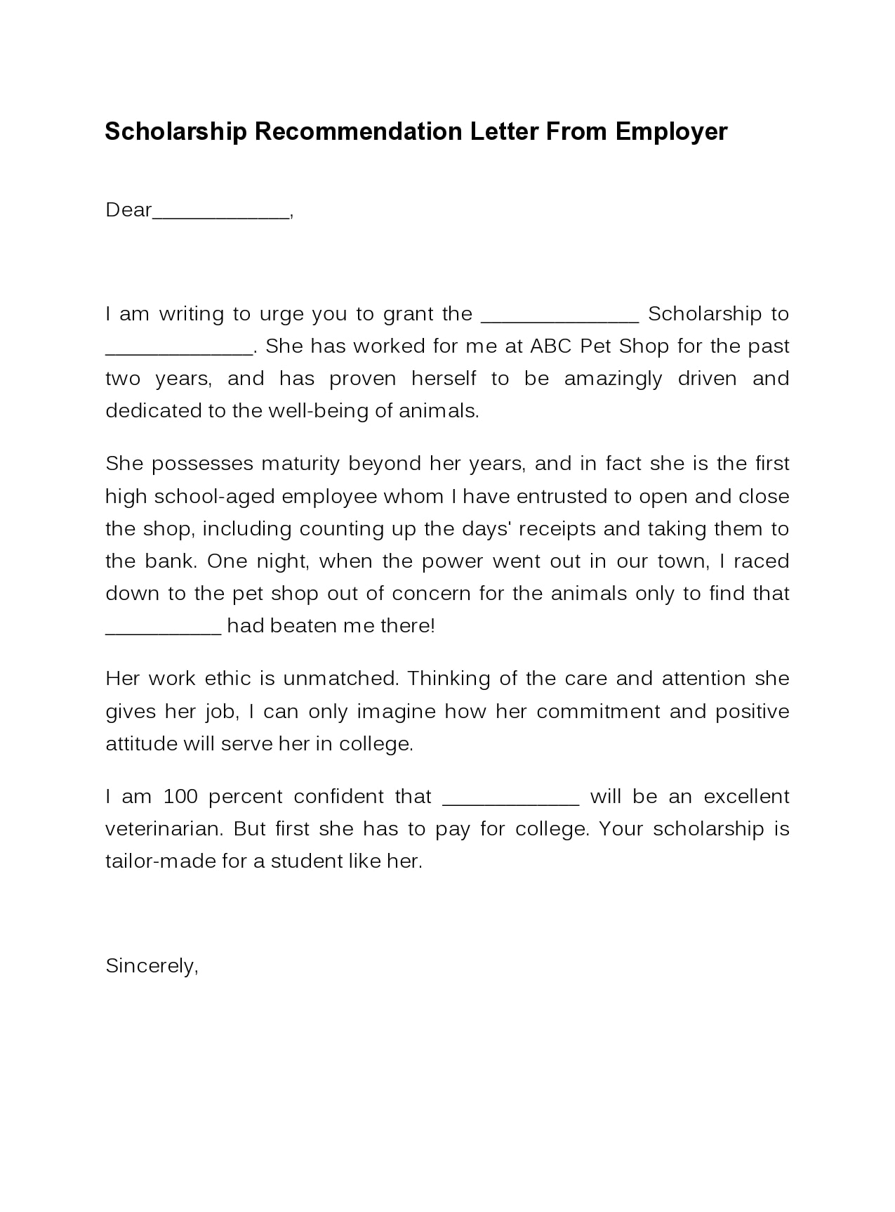 30 Recommendation Letter For Scholarship Samples TemplateArchive