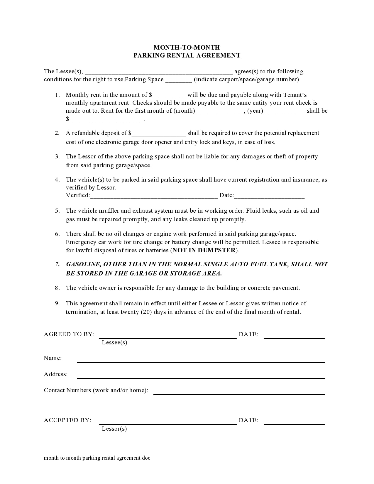 30 Simple One Page Rental Agreements Word TemplateArchive