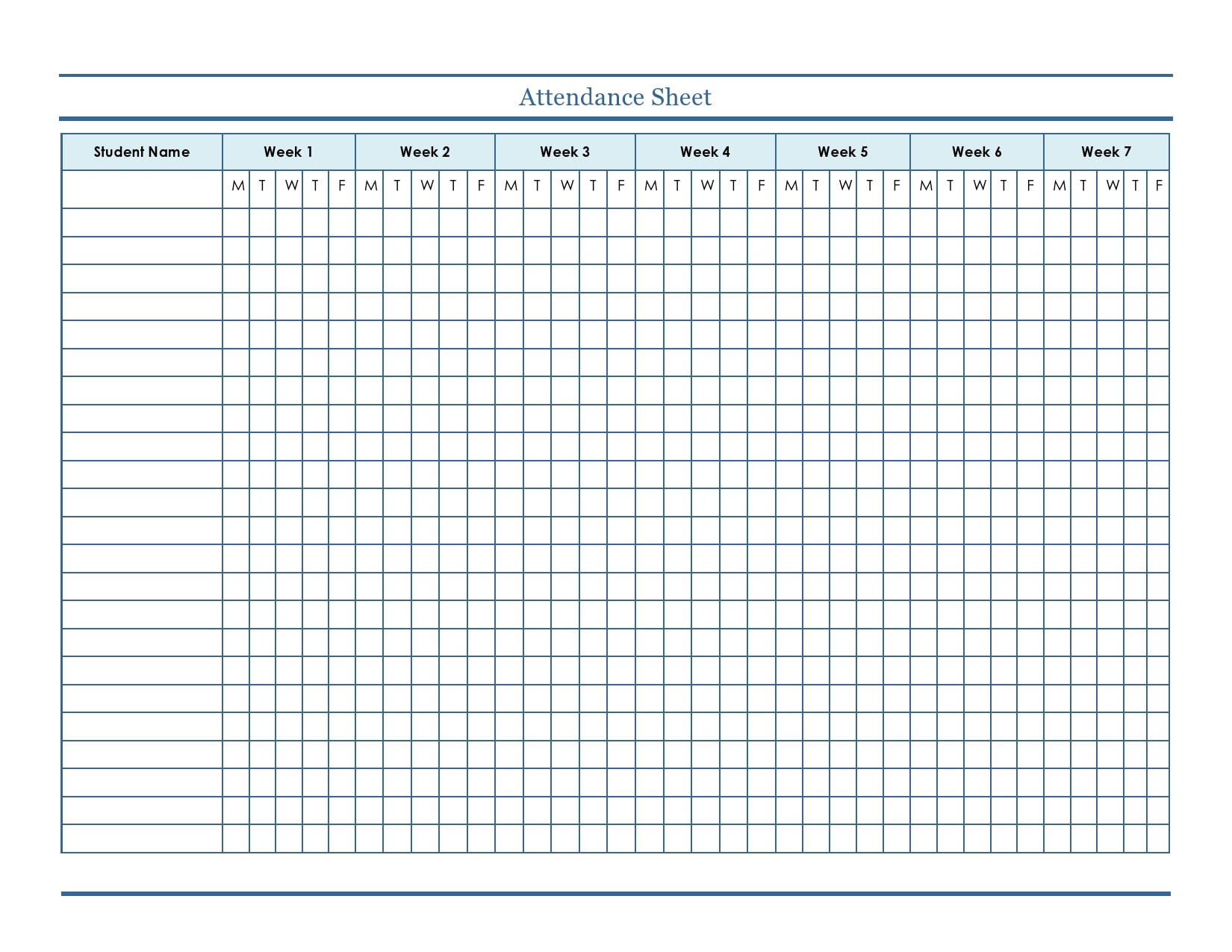 Free Printable Attendance Sheets For Teachers Printable Templates