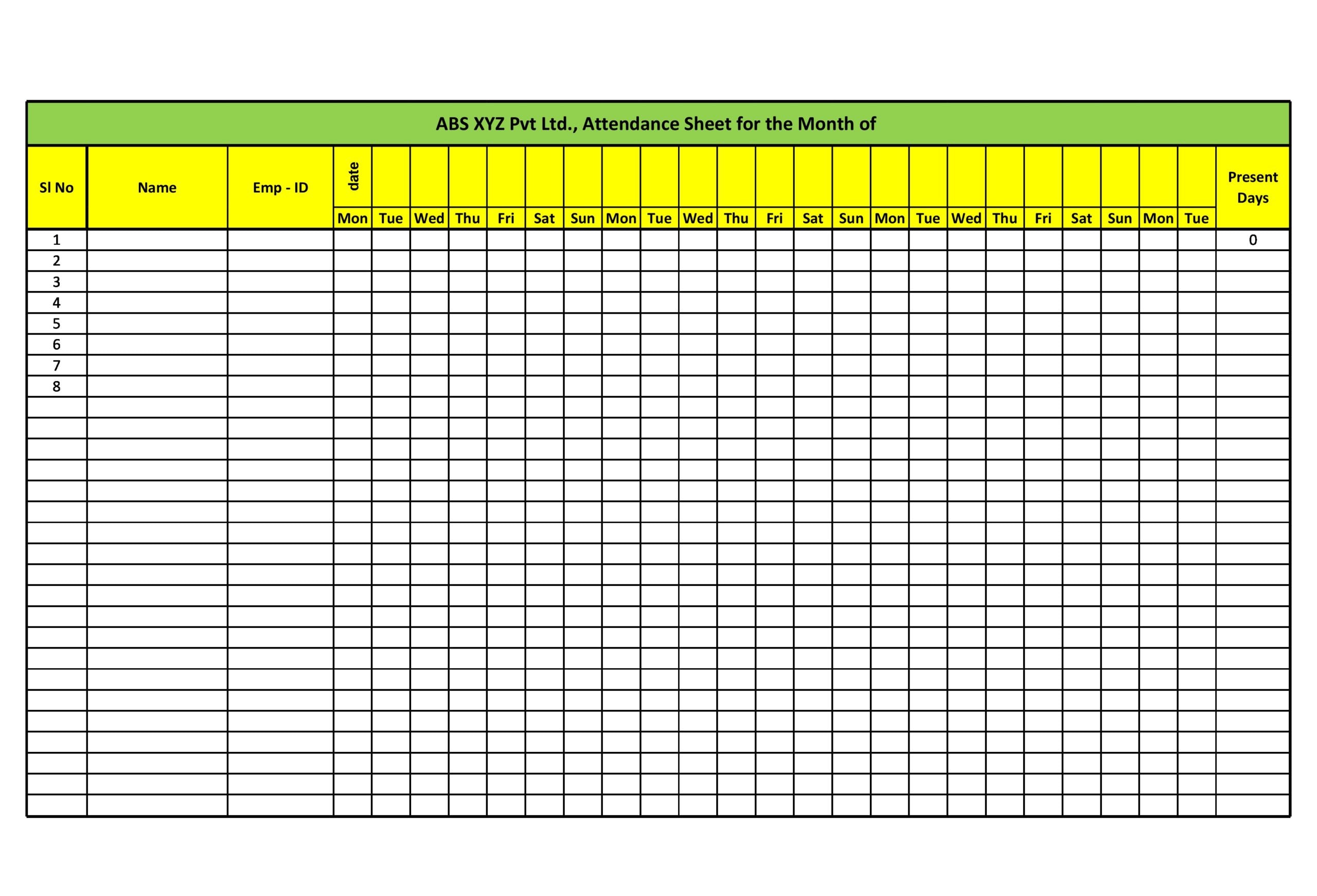 30 Printable Attendance Sheet Templates Free TemplateArchive