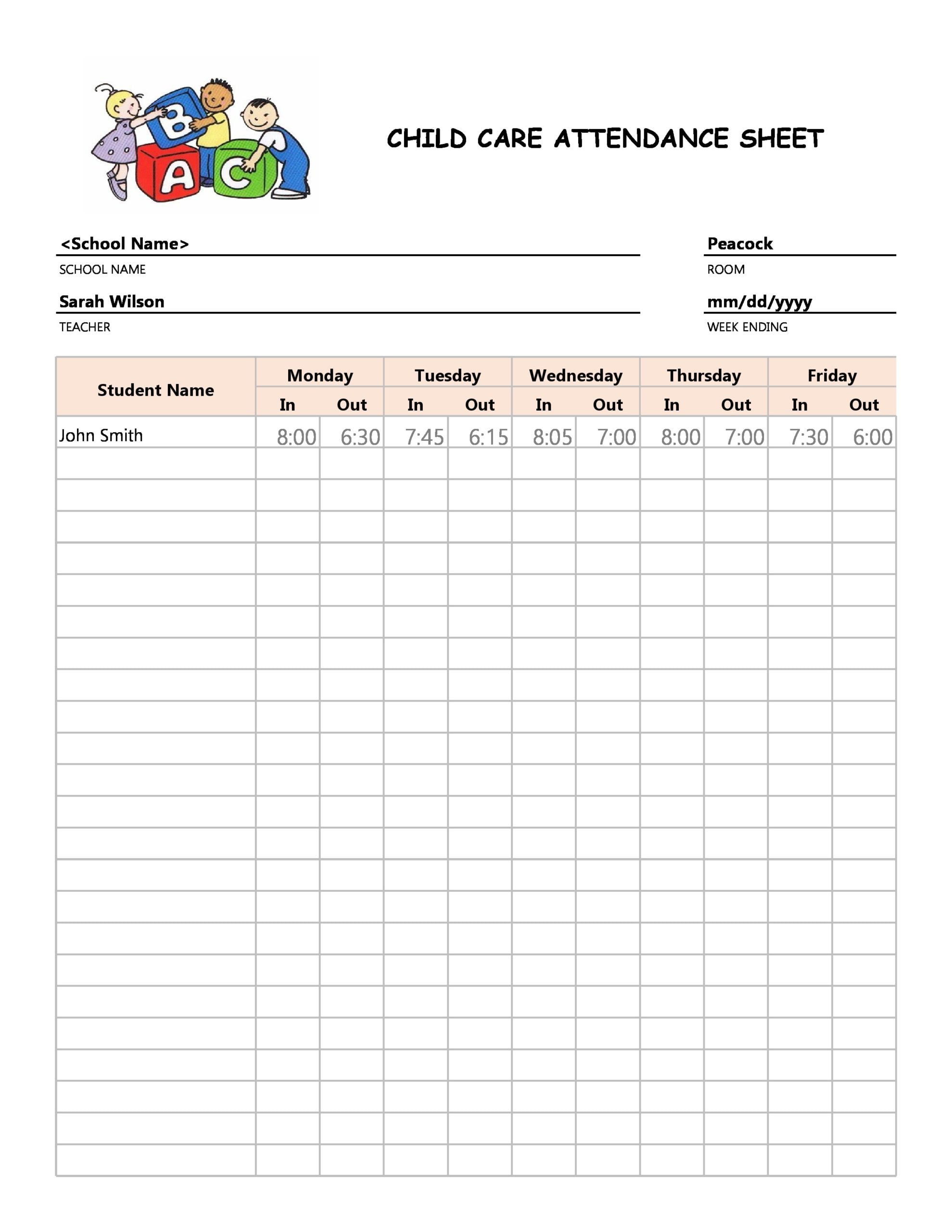 Free Printable Attendance Forms For Teachers Printable Forms Free Online