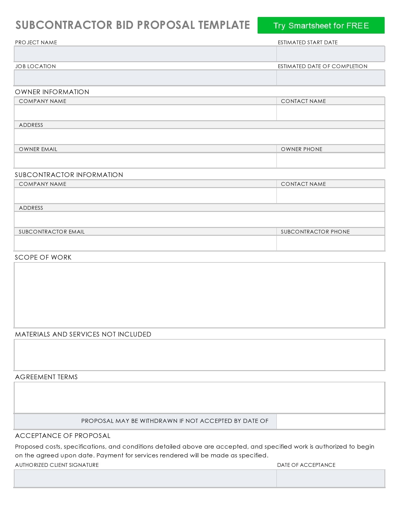 21 Free Bid Proposal Templates & Forms - TemplateArchive With Free Construction Proposal Template Word