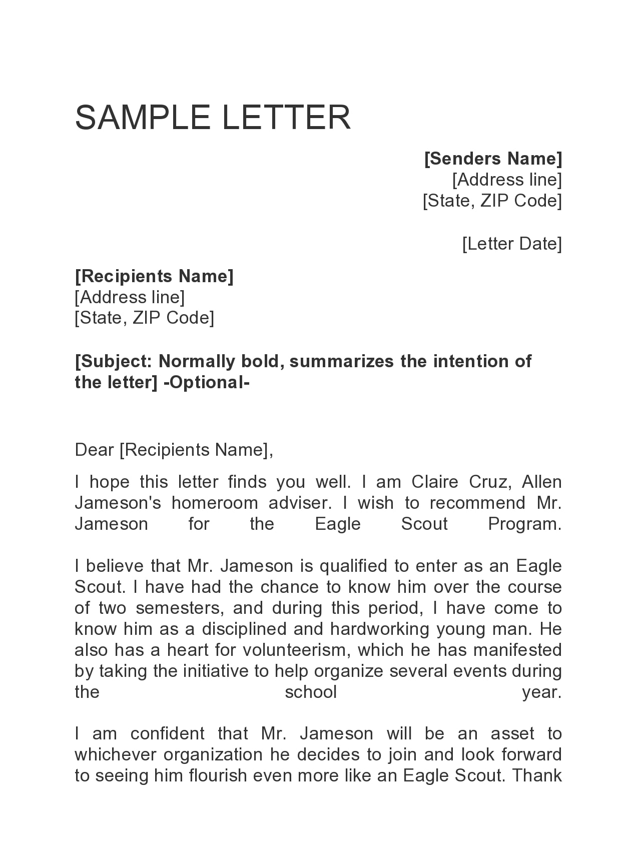 how-to-write-an-eagle-scout-letter-of-recommendation-synonym