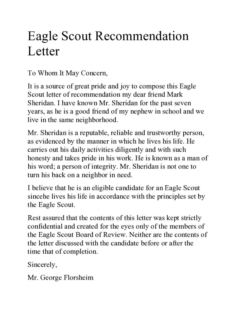 25 Eagle Scout Letter Examples TemplateArchive