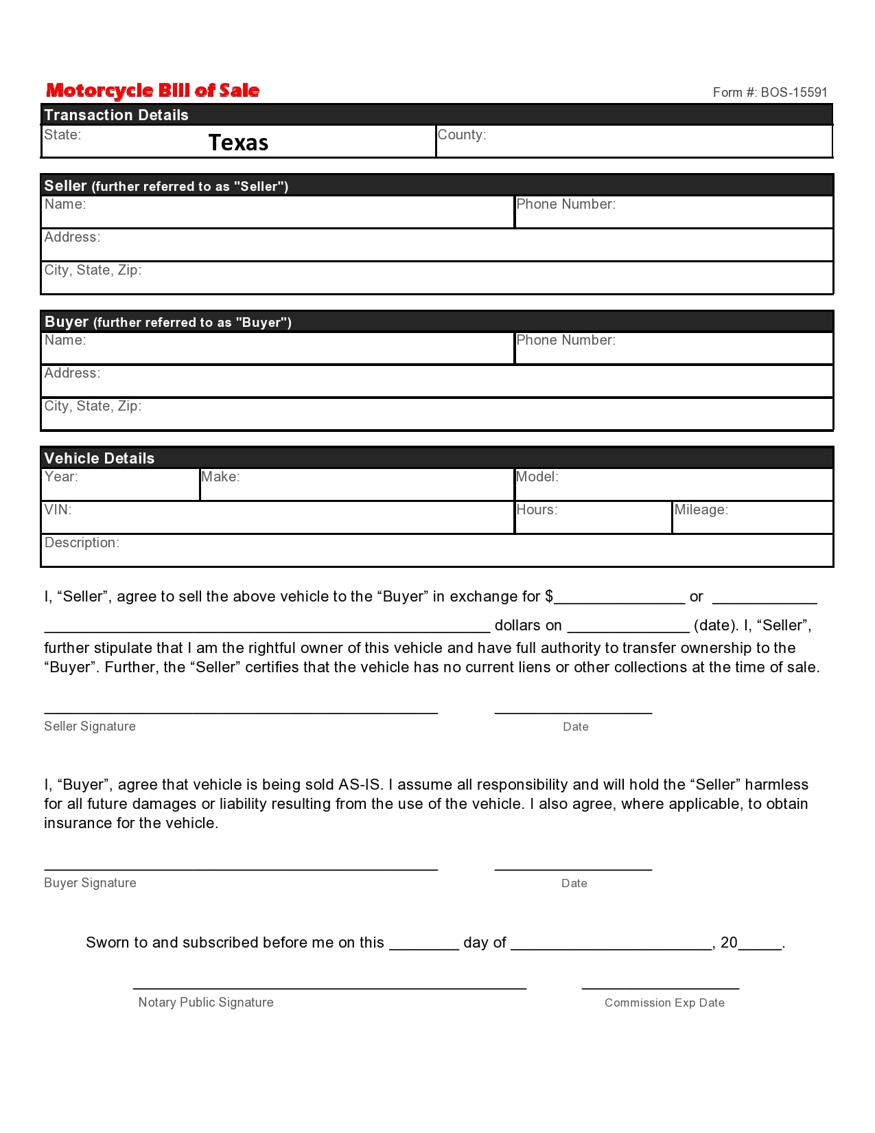 29 Printable Motorcycle Bill Of Sale Forms Free TemplateArchive