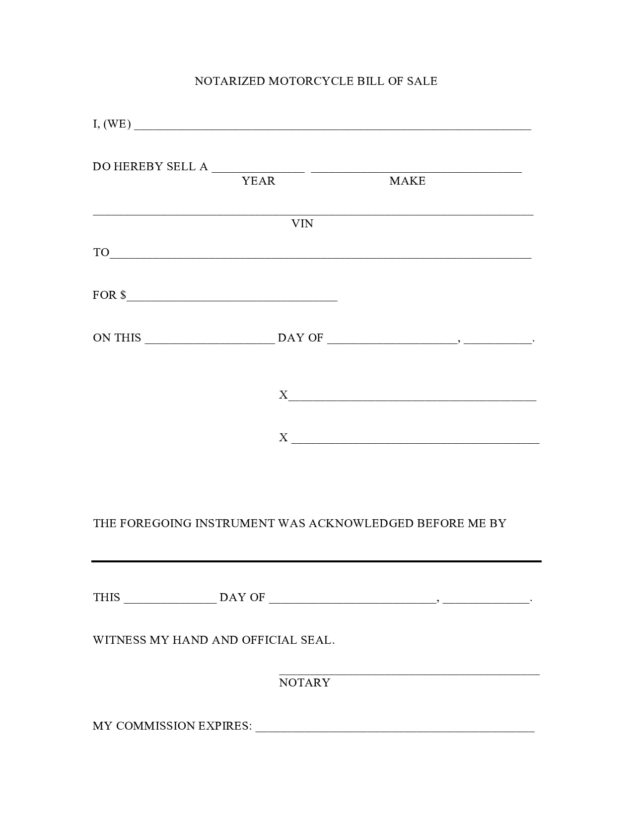 30 Printable Motorcycle Bill Of Sale Forms [Free] - TemplateArchive