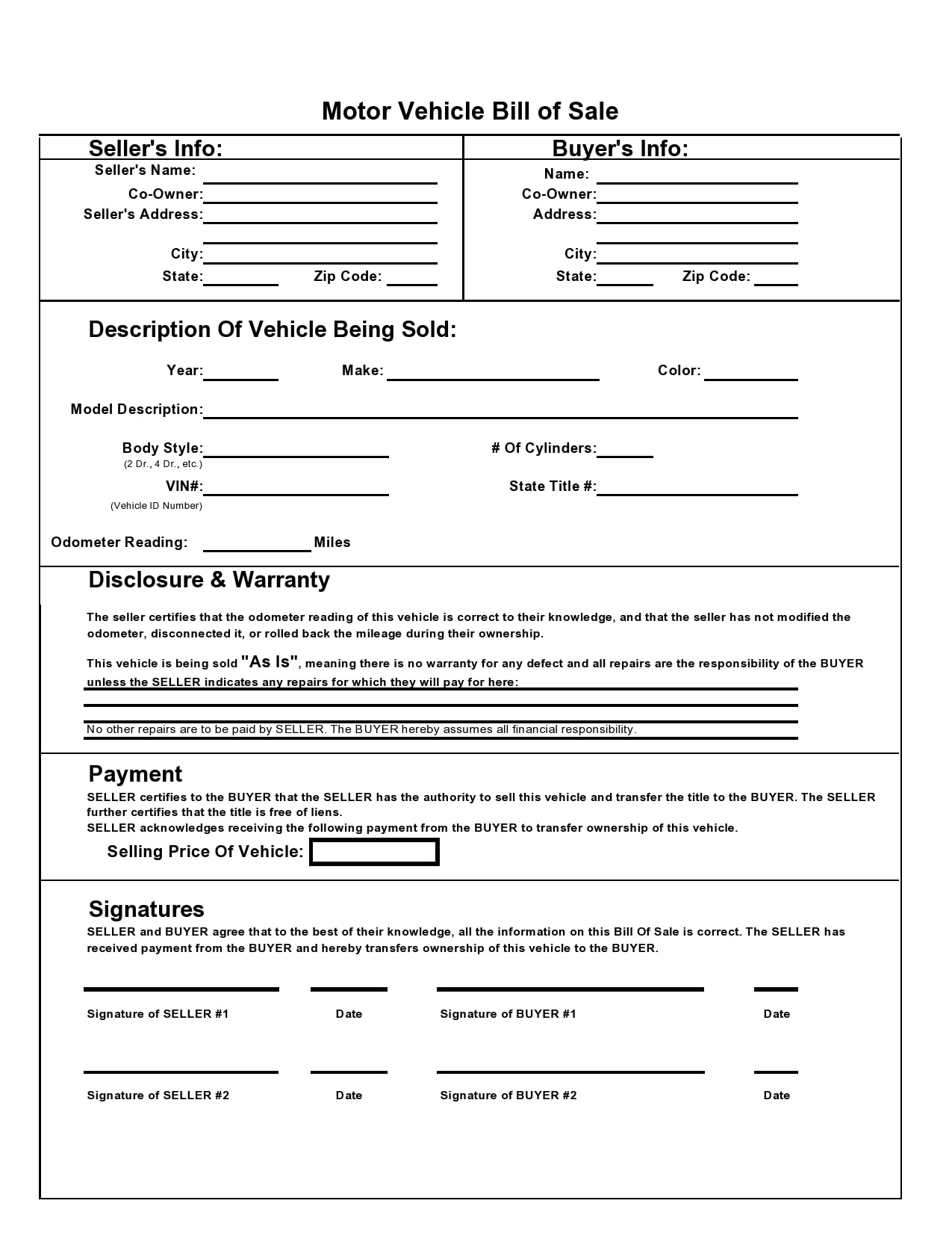 Motorcycle Bill of Sale Form 4