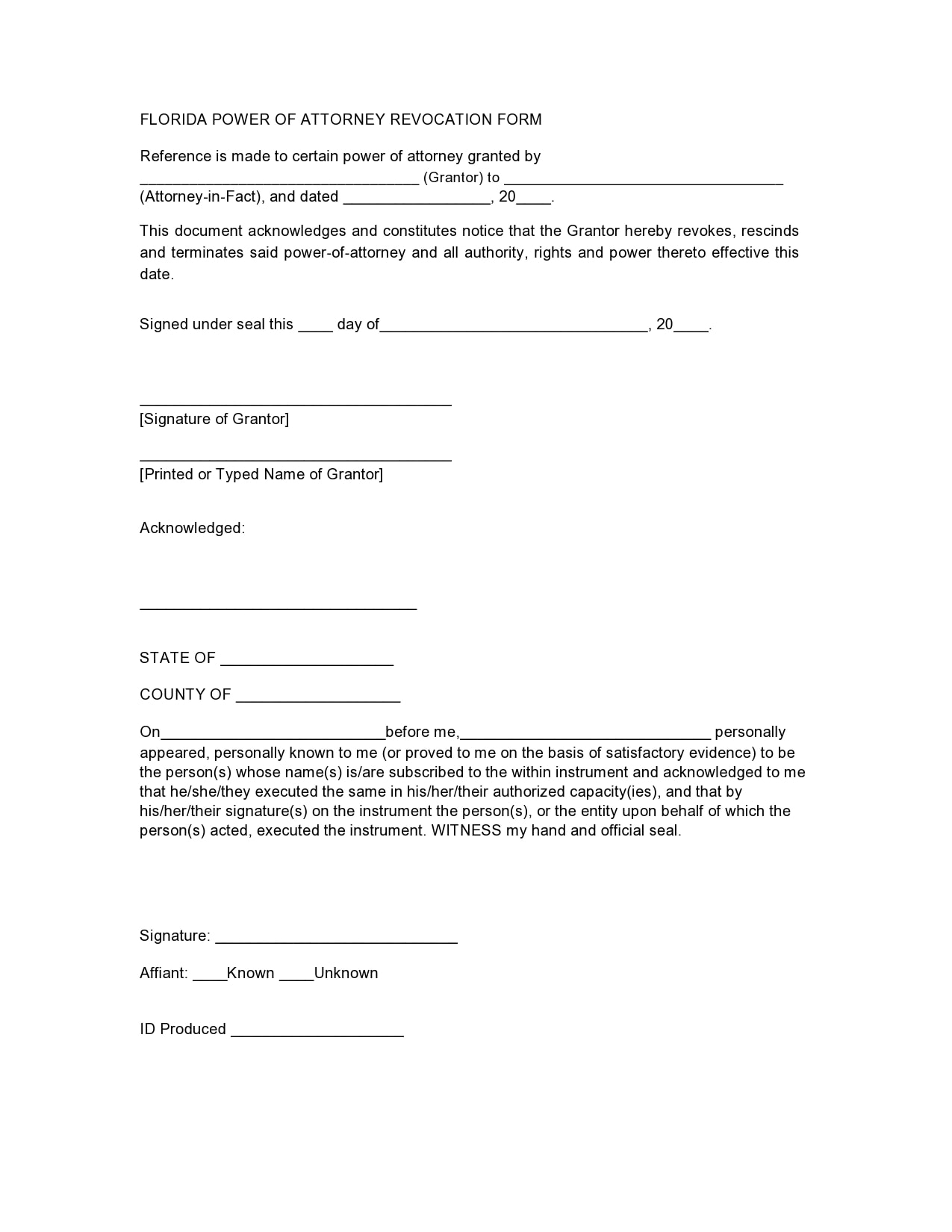 Printable Revocation Of Power Of Attorney Template Printable Templates