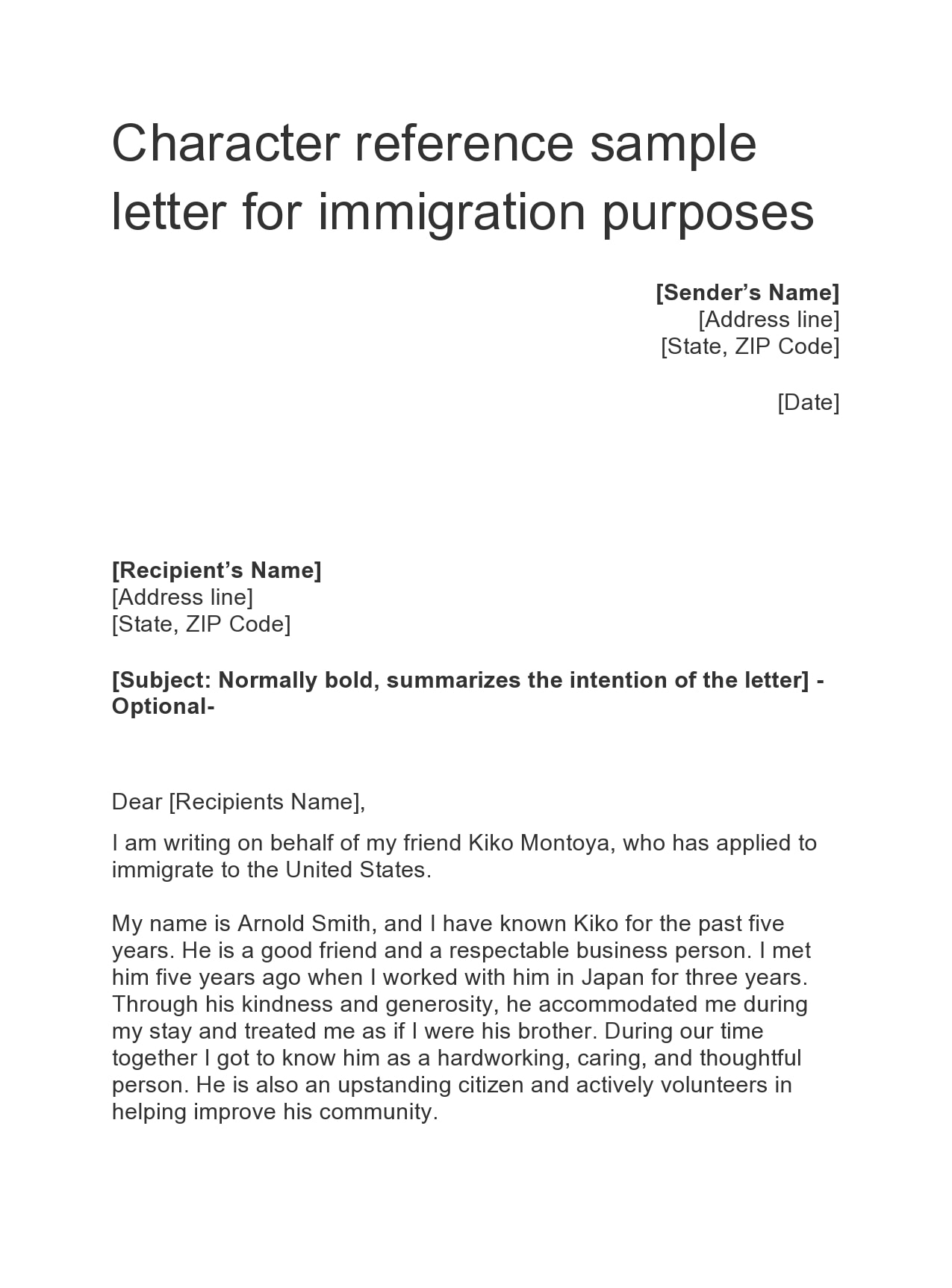 15 Best Reference Letter For Immigration Samples - TemplateArchive