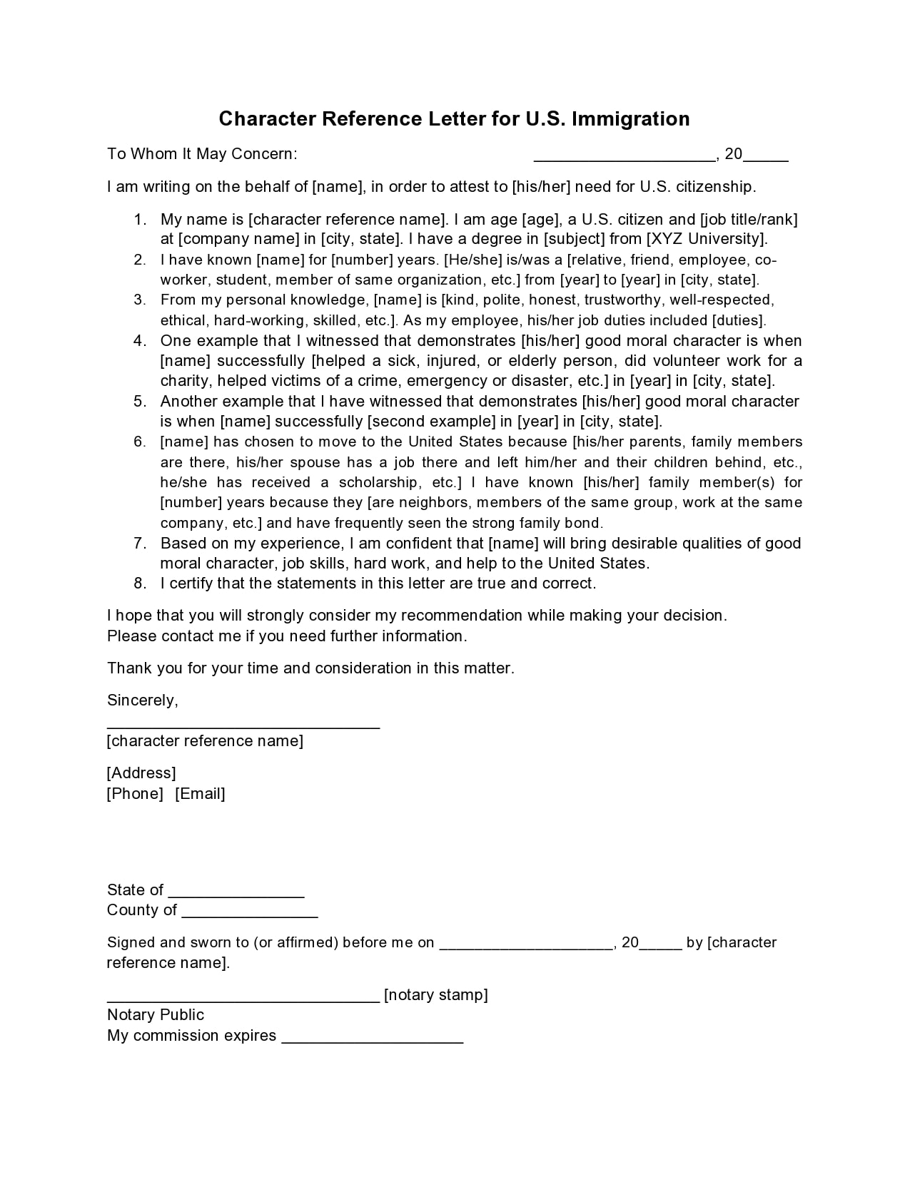 Couple Reference Letter For Immigration