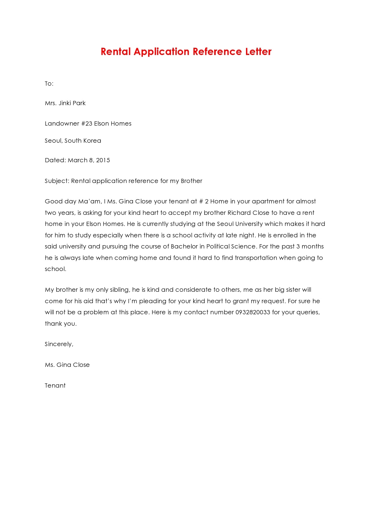 Landlord Recommendation Letter For Tenant from templatearchive.com