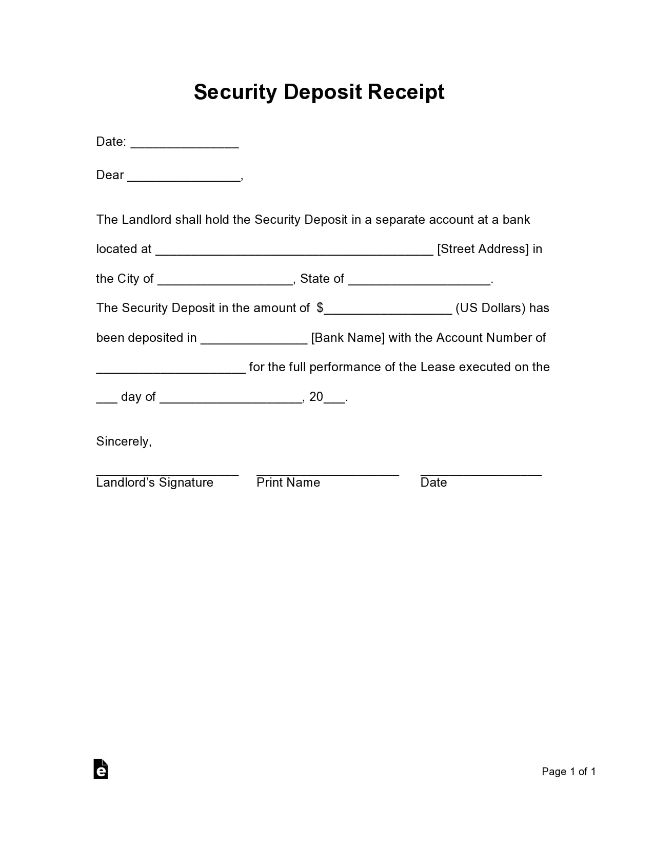 29 Editable Security Deposit Receipts Pdf Word Templatearchive