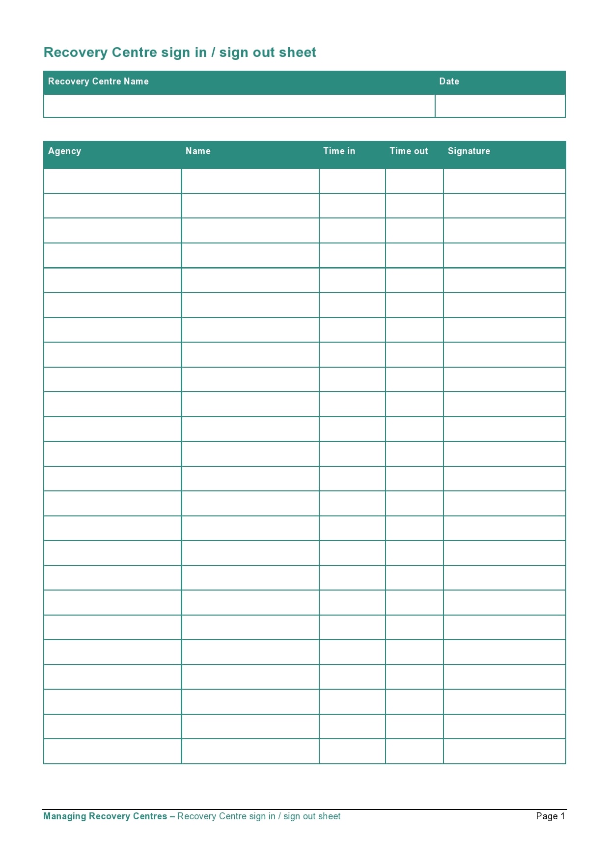 30 Printable Sign In Sign Out Sheets Best Templates Images