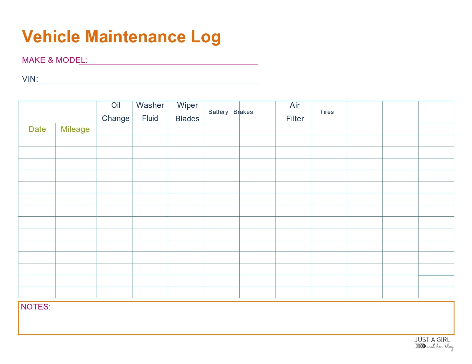 Free Vehicle Maintenance Logs Excel Pdf Word Templatearchive