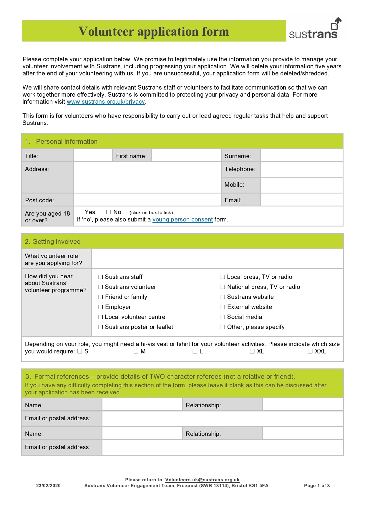 Volunteer Application Template from templatearchive.com