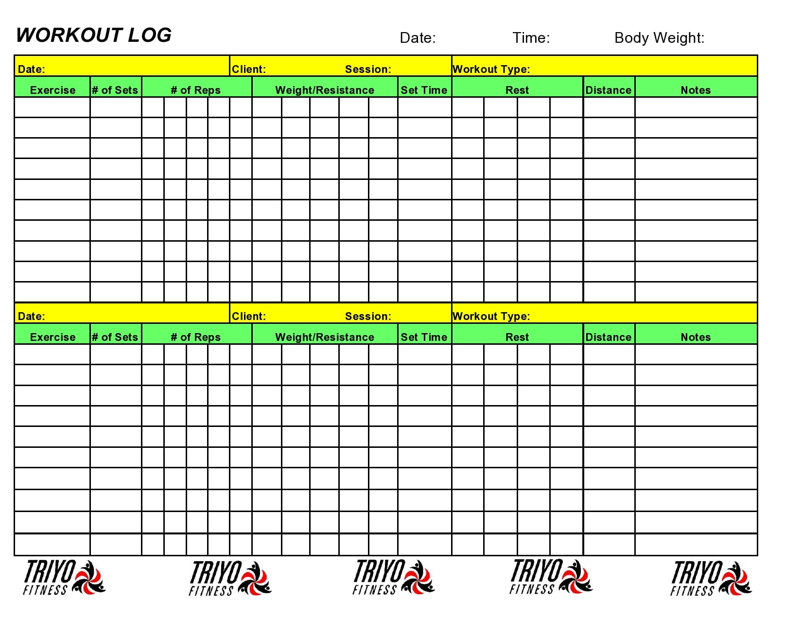 Bodybuilding Excel Templates Free Printable Workout Log And Blank Workout Log Template Meal