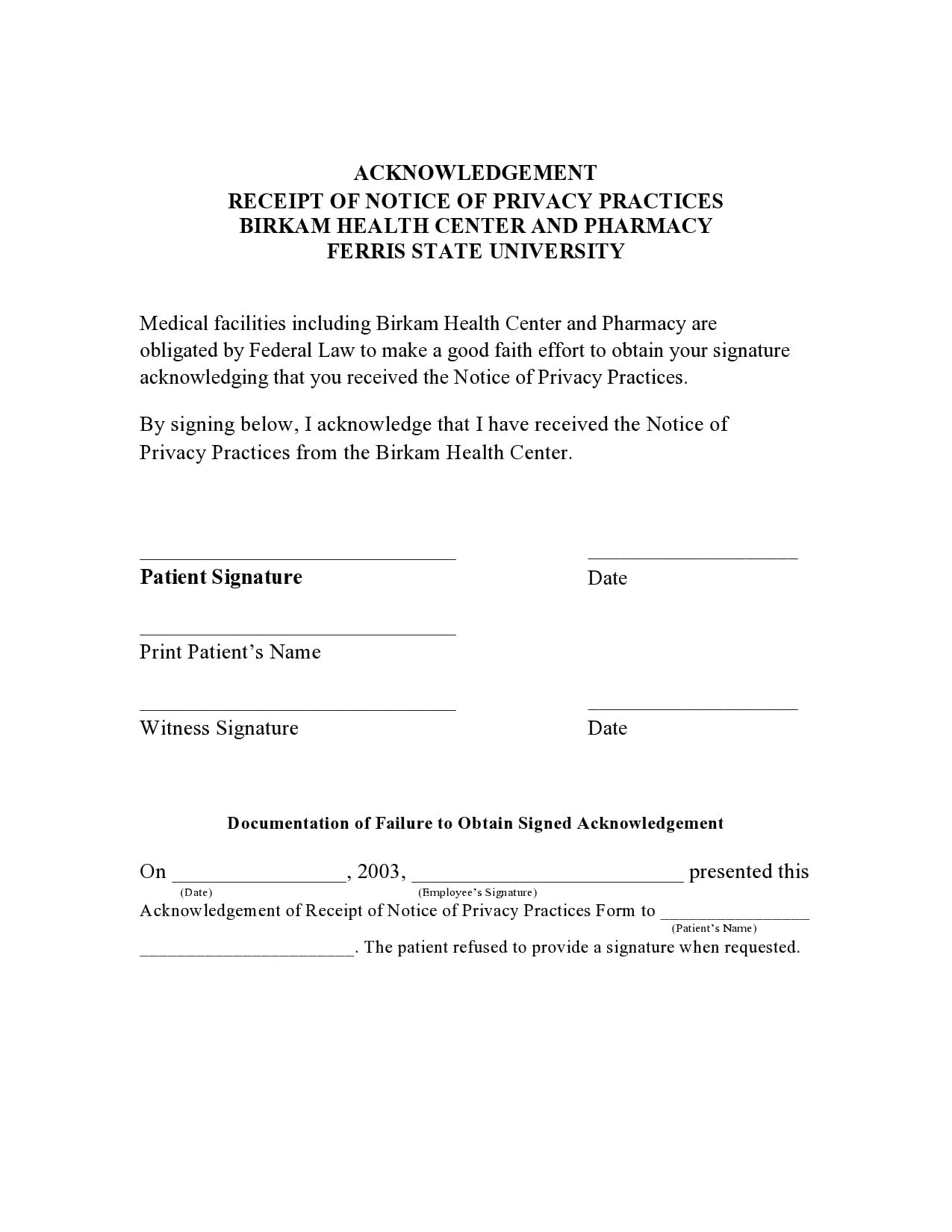 Document Received Form Template