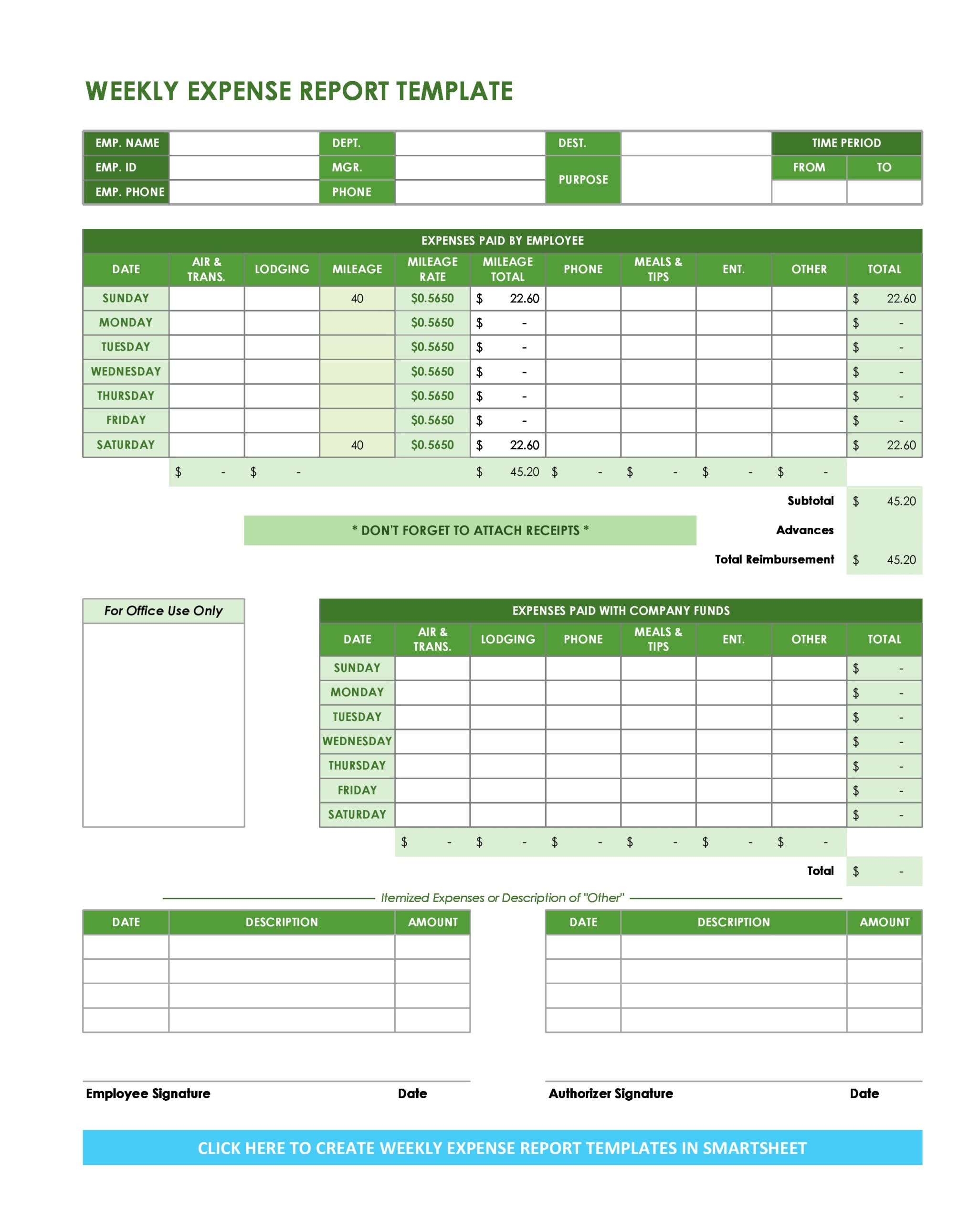 excel templates for business expenses