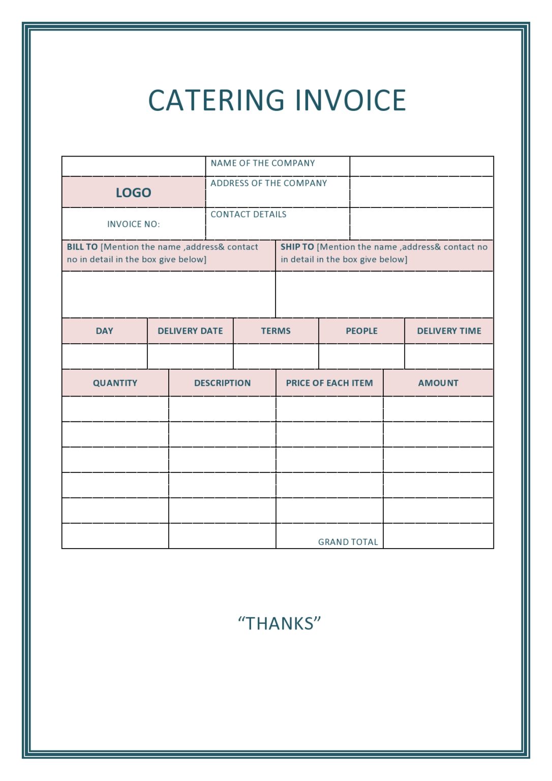 30 Free Catering Invoices (Templates & Samples)
