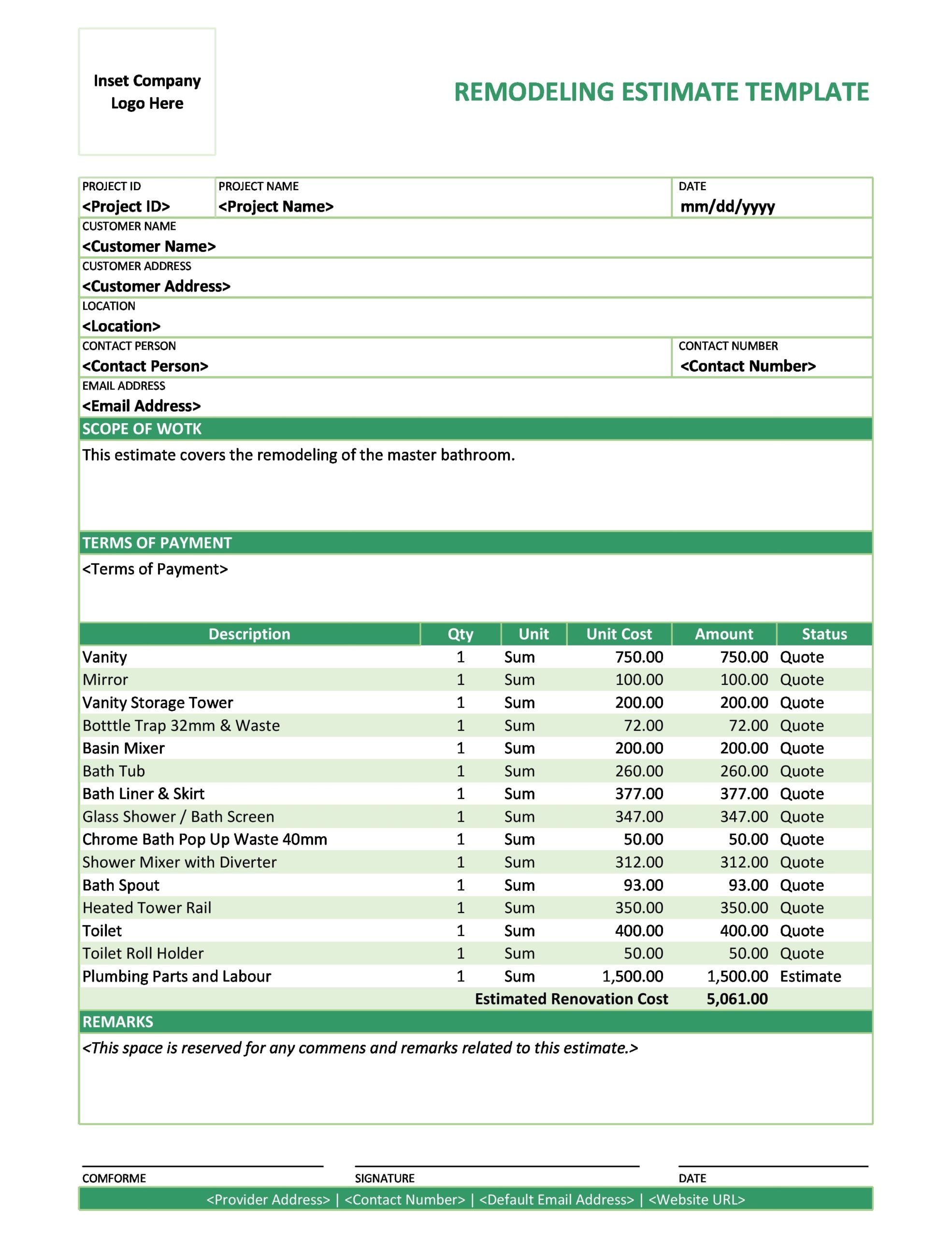 Building Cost Estimate Template building-cost-estimate-template