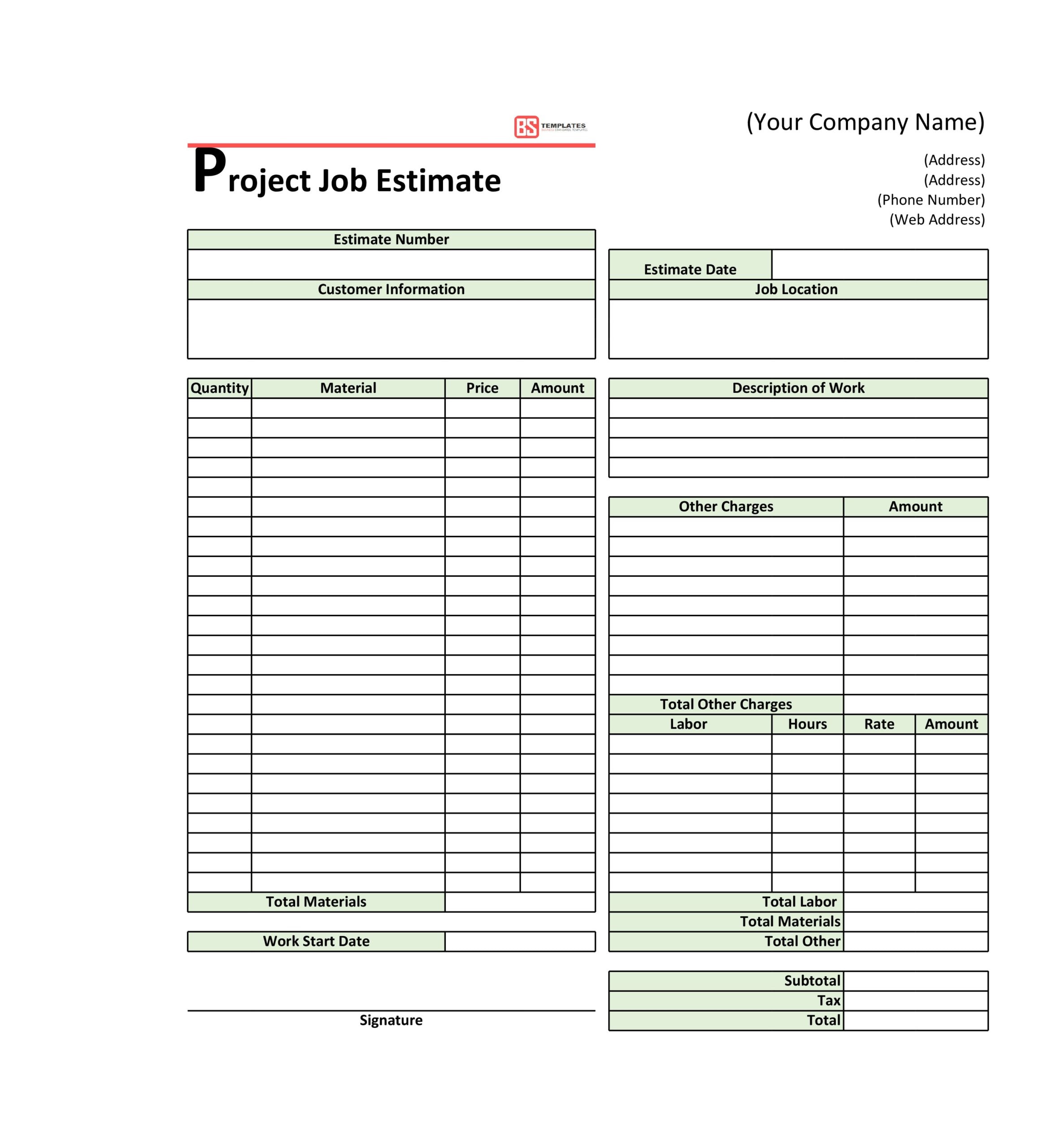 22 Perfect Construction Estimate Templates (FREE) - TemplateArchive With Regard To Work Estimate Template Word
