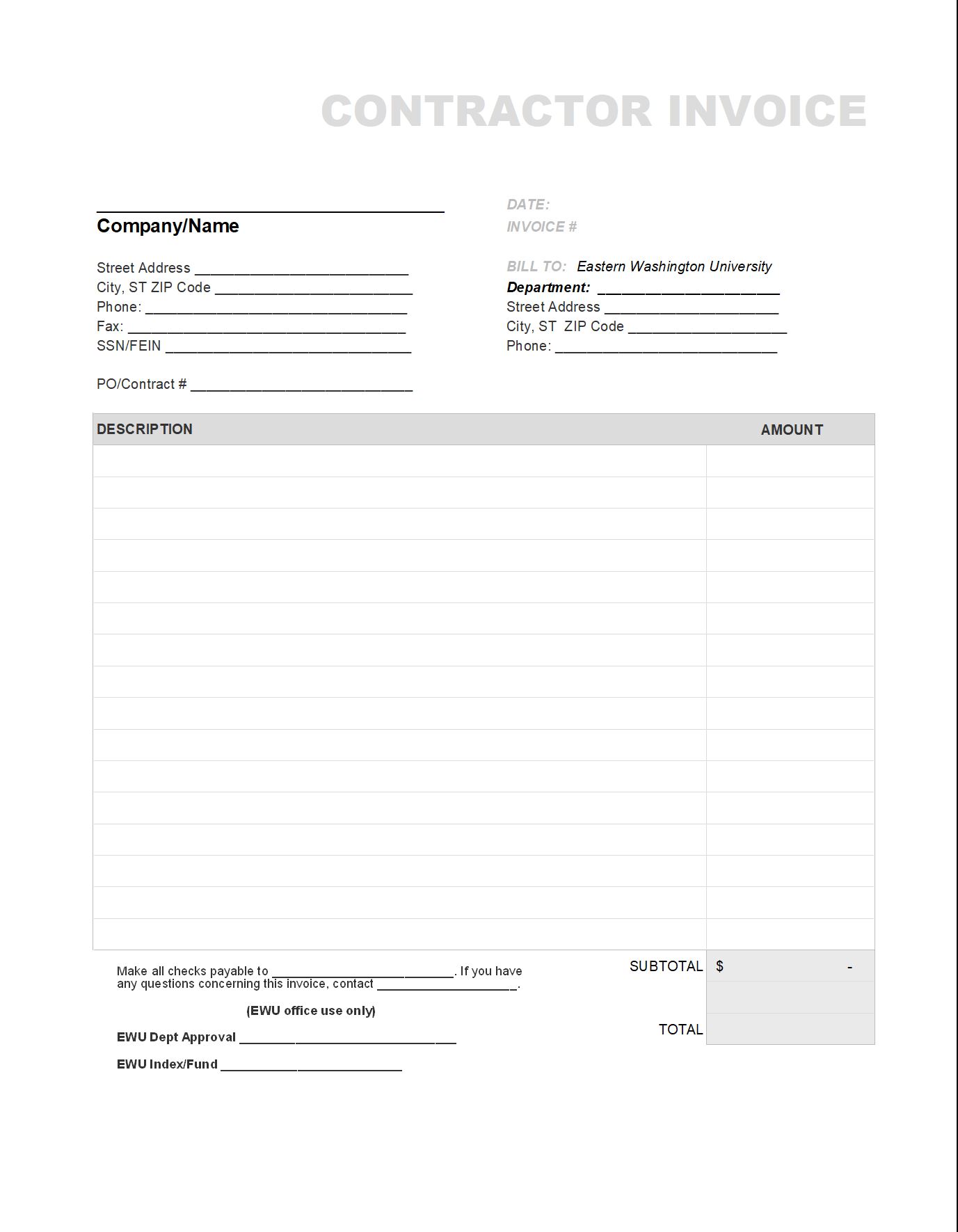 sample professional independent contractor invoice template