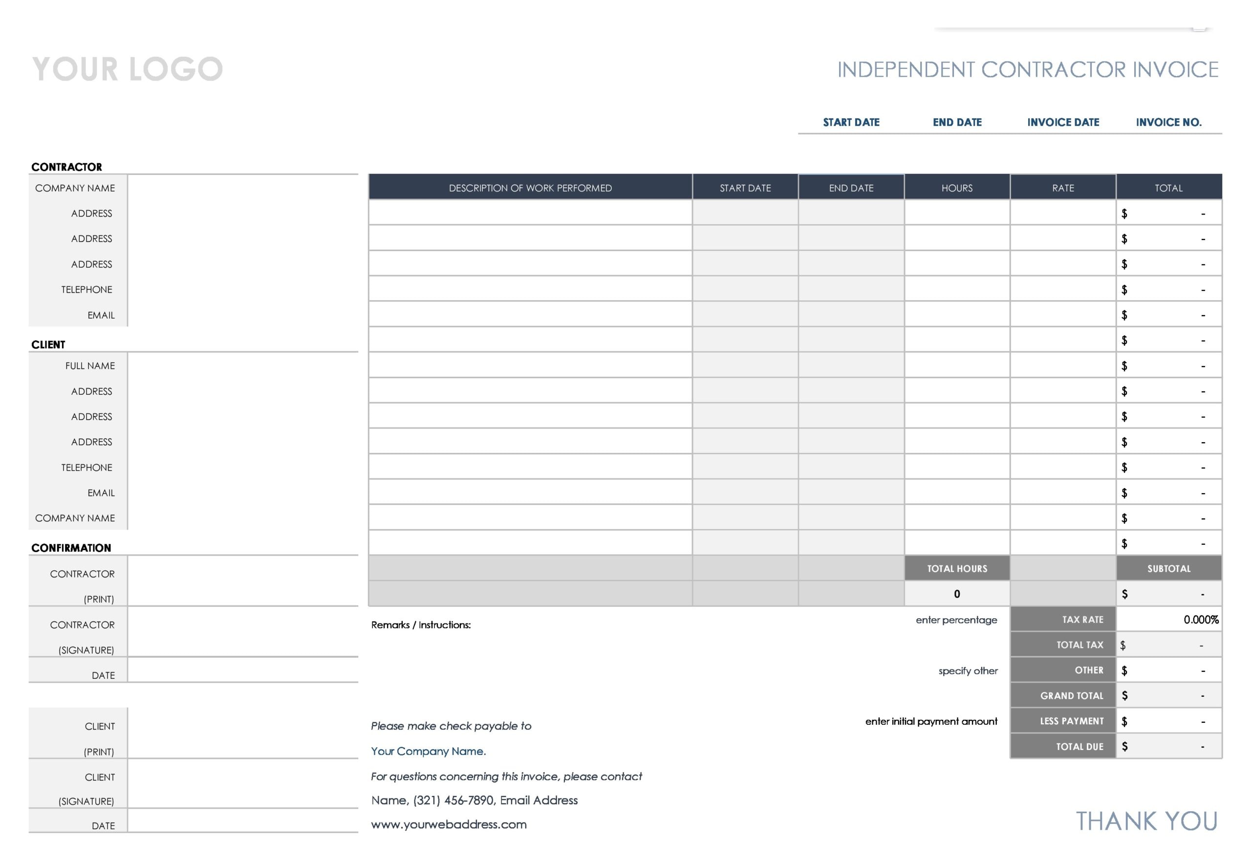 28 independent contractor invoice templates free
