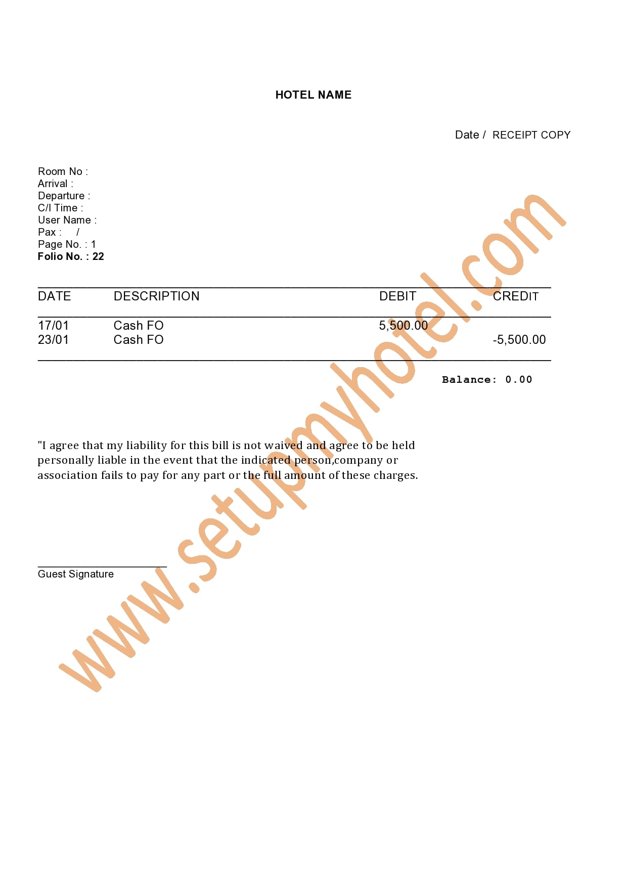 30 Real Fake Hotel Receipt Templates Templatearchive