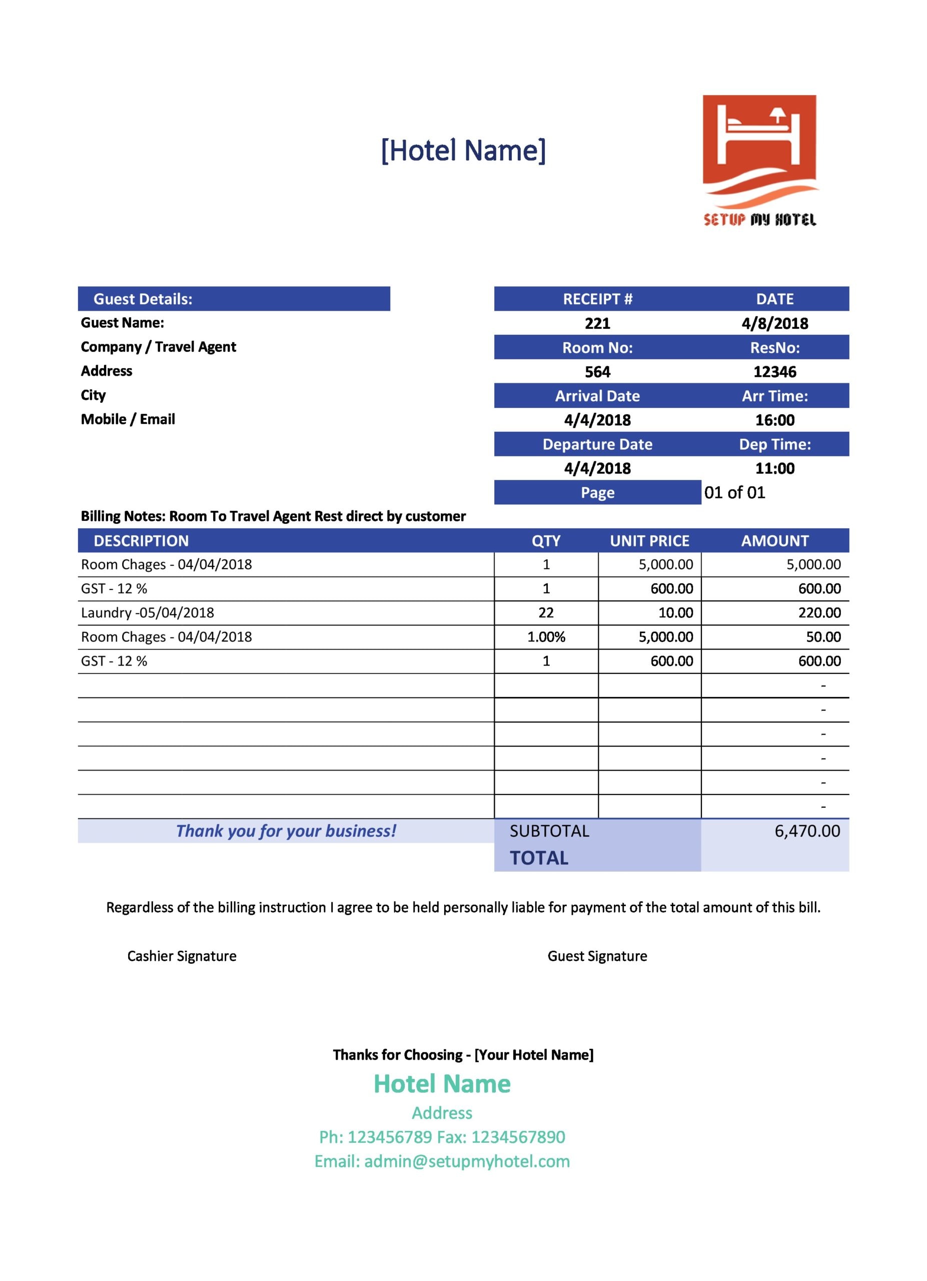 30 Real & Fake Hotel Receipt Templates TemplateArchive