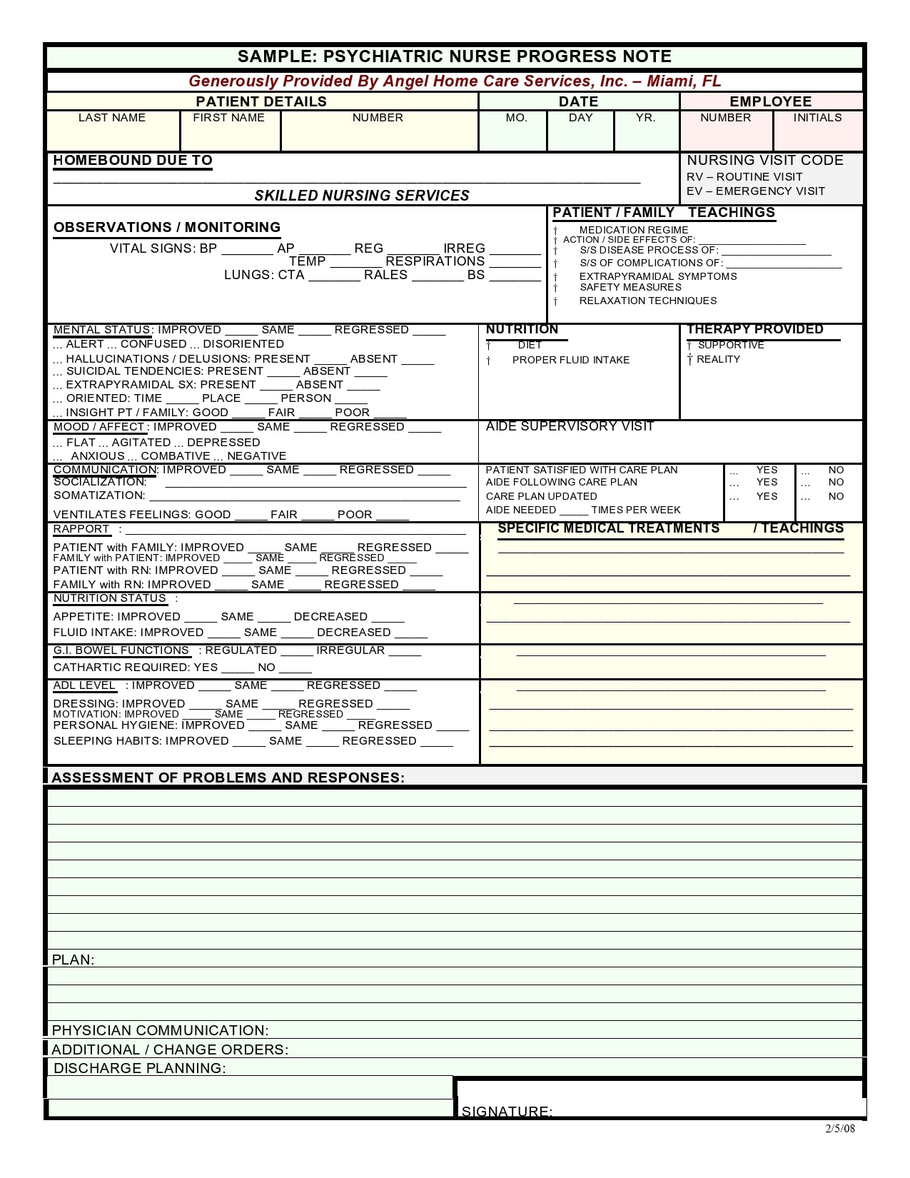 Nursing Note Template