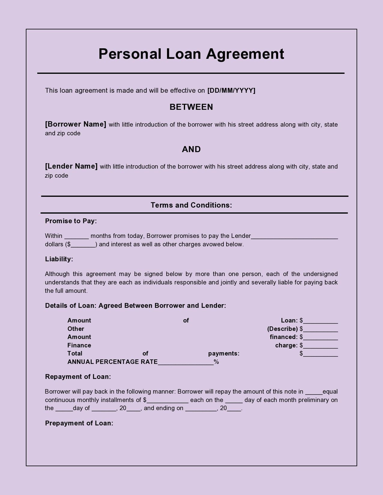 22 Free Personal Loan Templates & Agreements - TemplateArchive Pertaining To personal loan repayment agreement template