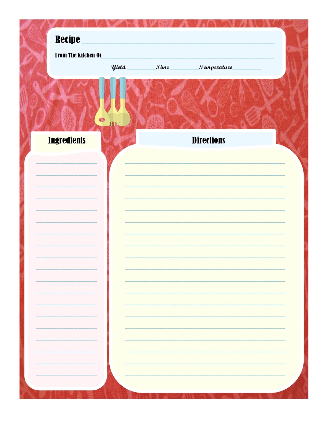 Printable Cookbook Template Free Printable Form Templates And Letter