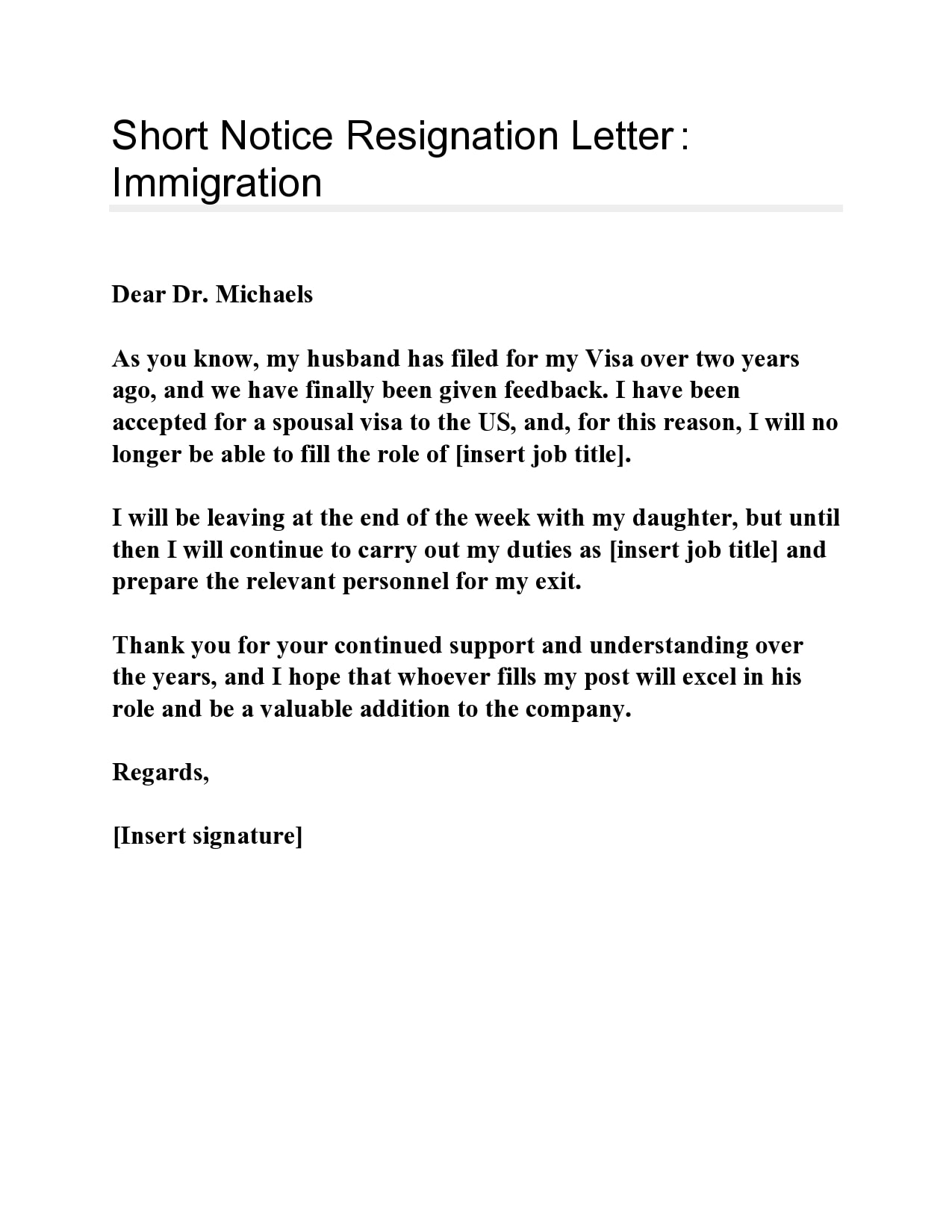 30+ Short Notice Resignation Letters (FREE) TemplateArchive