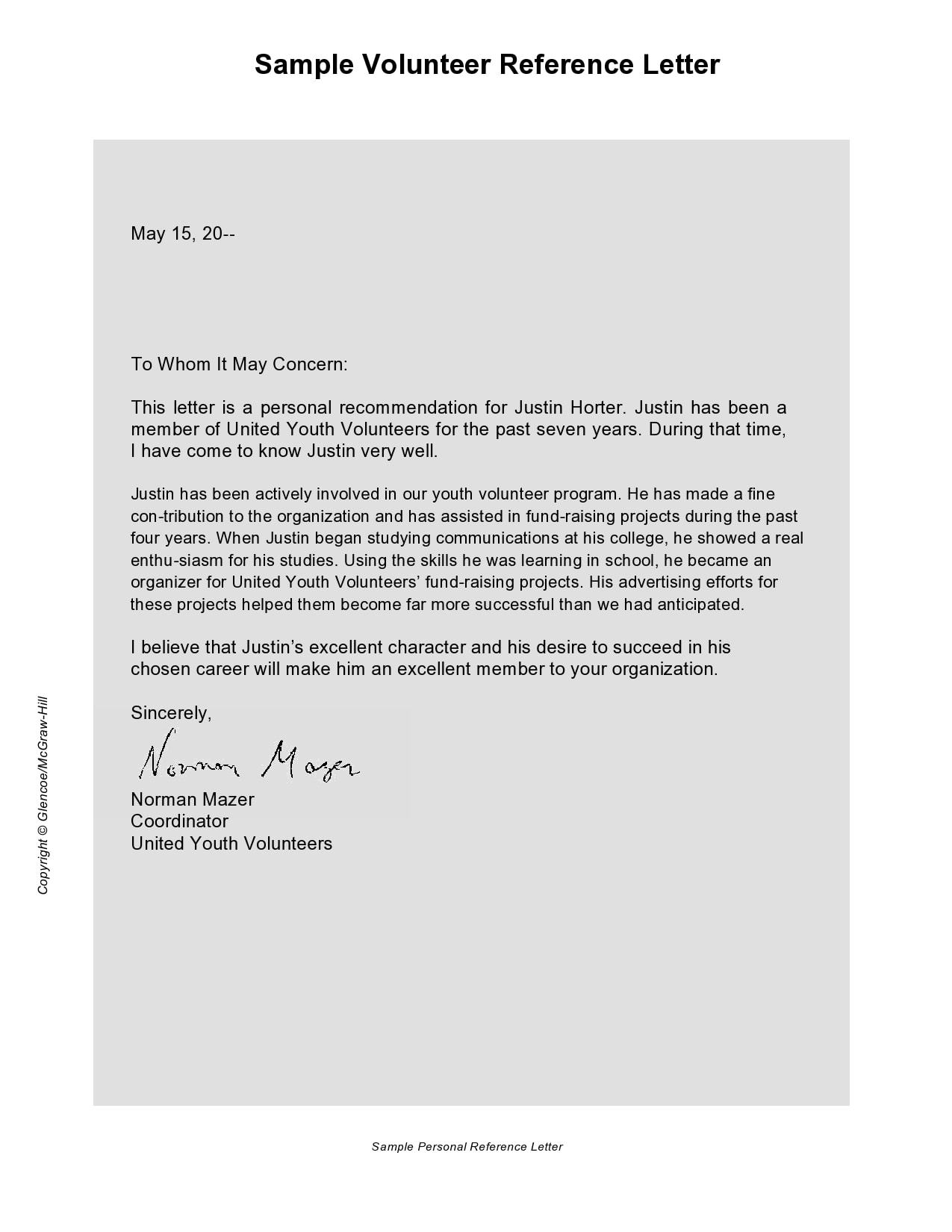 21 Professional Volunteer Recommendation Letters [Free] Regarding Reference Letter Template For Volunteer