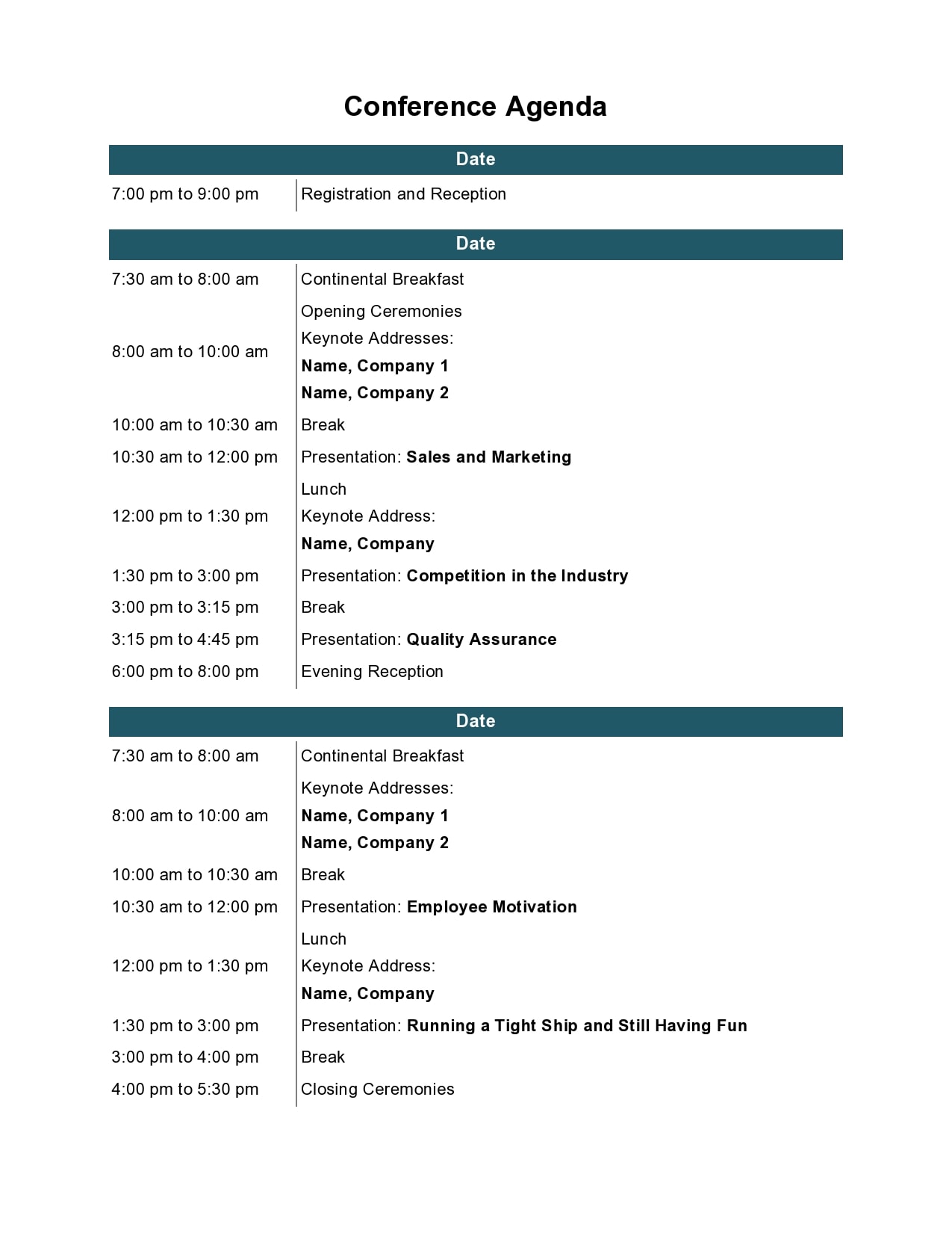 21 Best Conference Agenda Templates (21% Free) Intended For Event Agenda Template Word