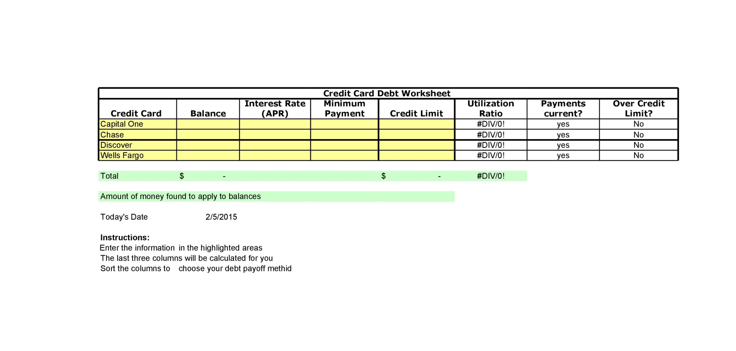 21 Credit Card Payoff Spreadsheets (Excel) - TemplateArchive Pertaining To Credit Card Interest Calculator Excel Template