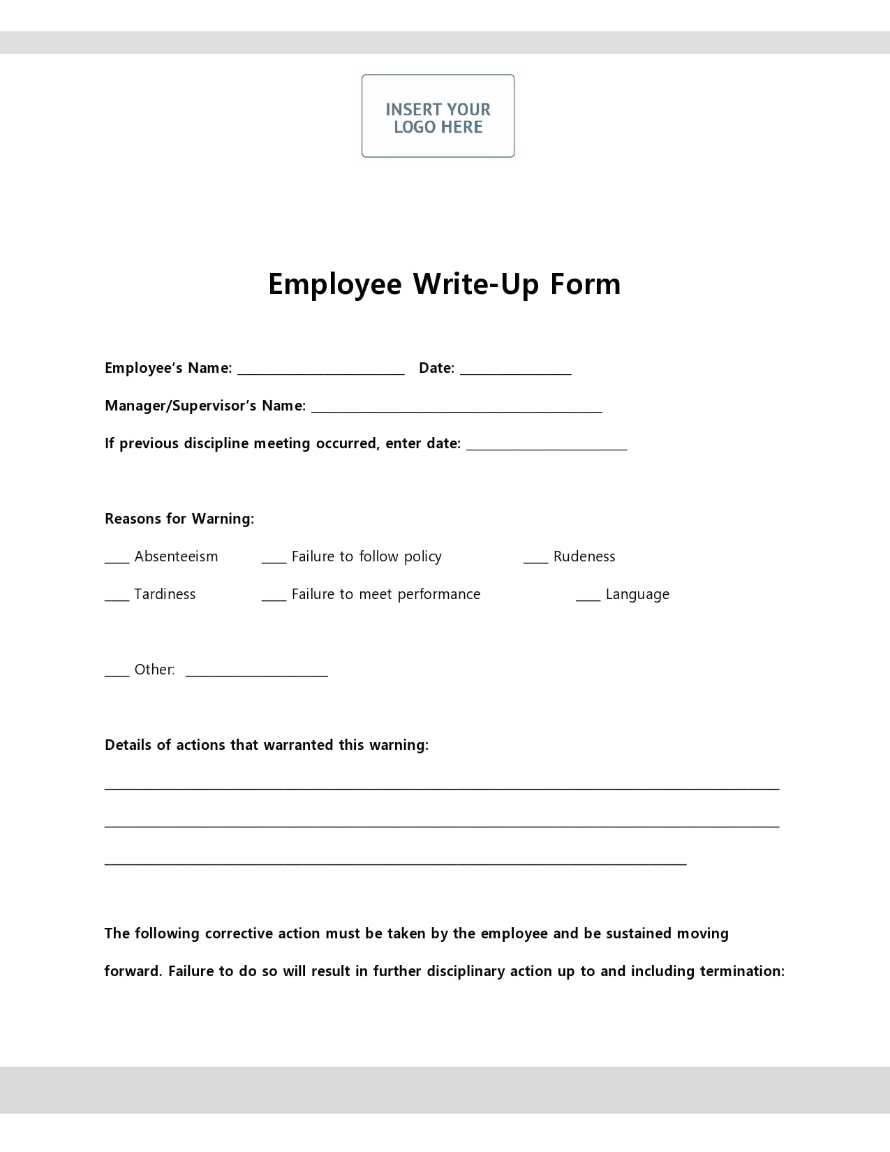 write up an employee