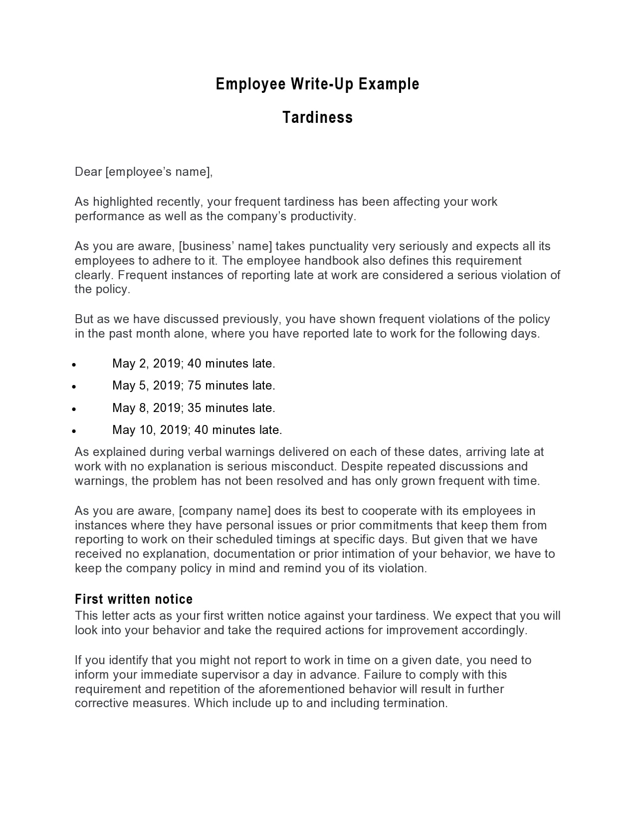 work write up template