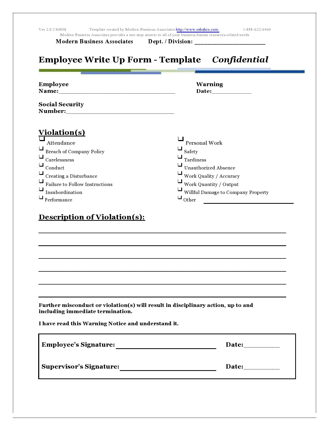 Write Up Form Template Free