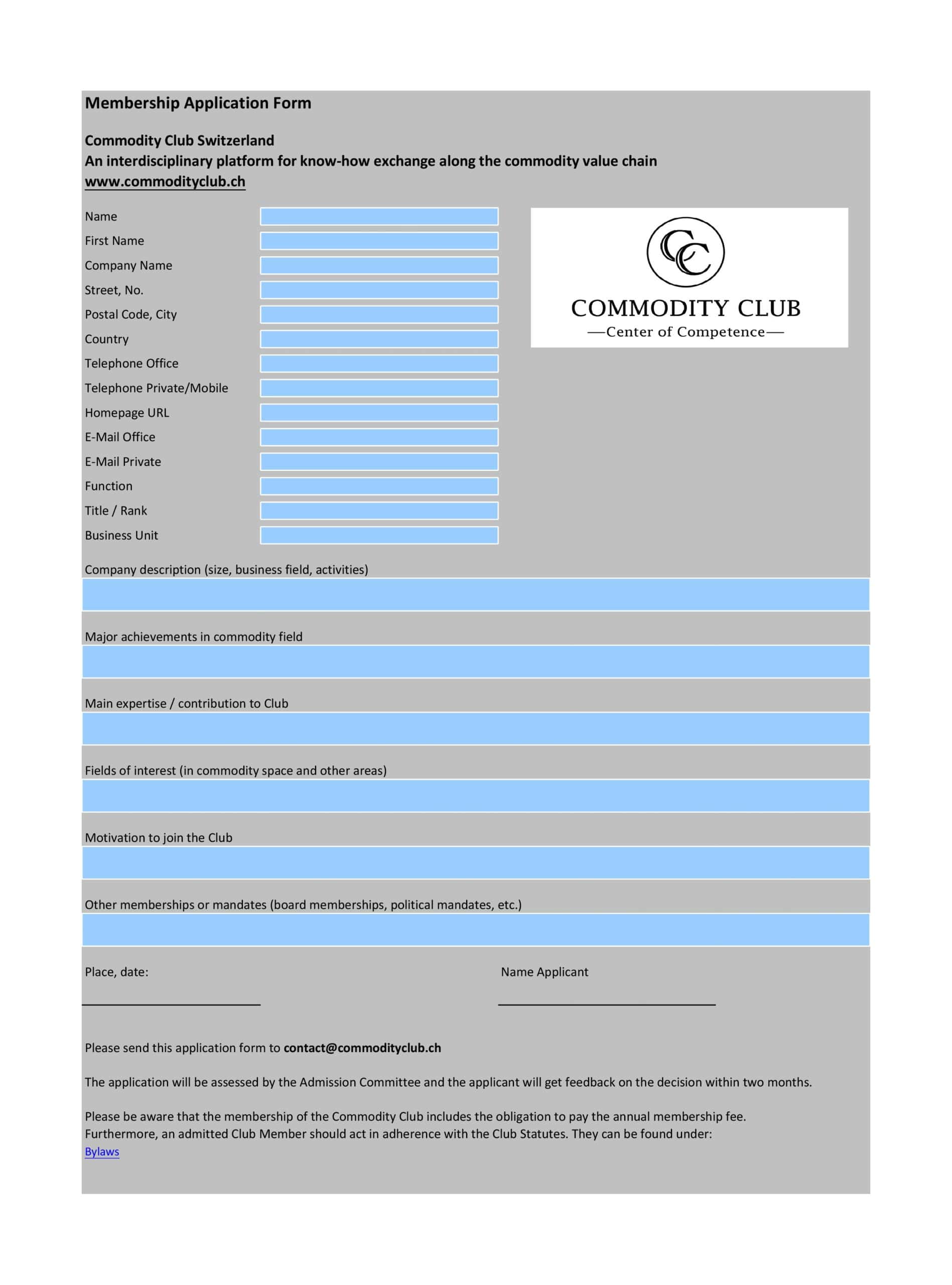 Club Signup Form Template