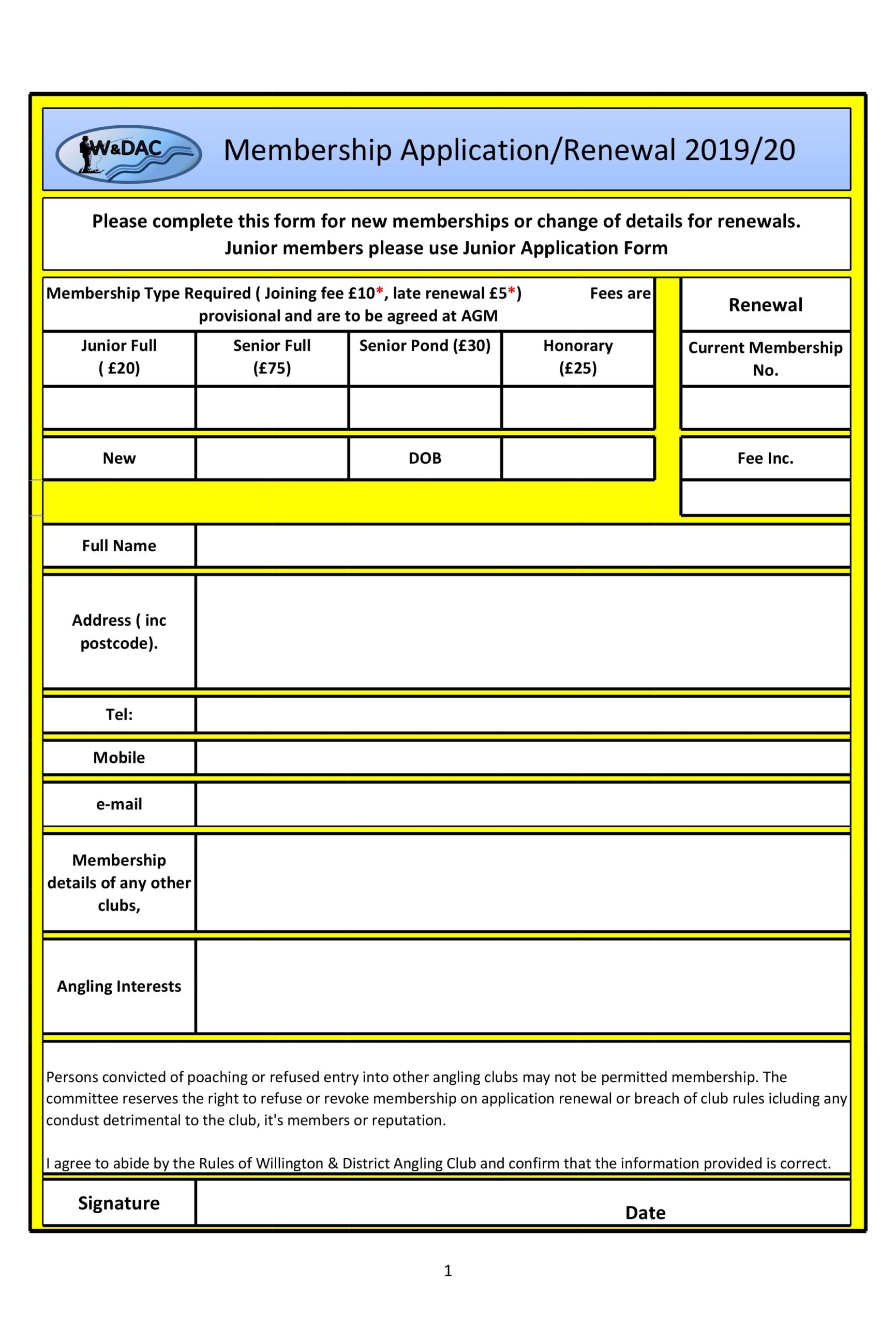 30 Membership Application Form Templates Word Excel PDF