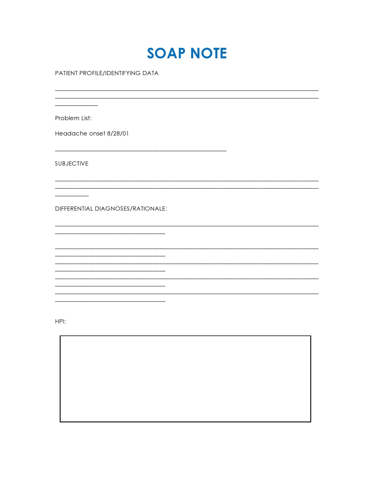 Soap Note Template Word 