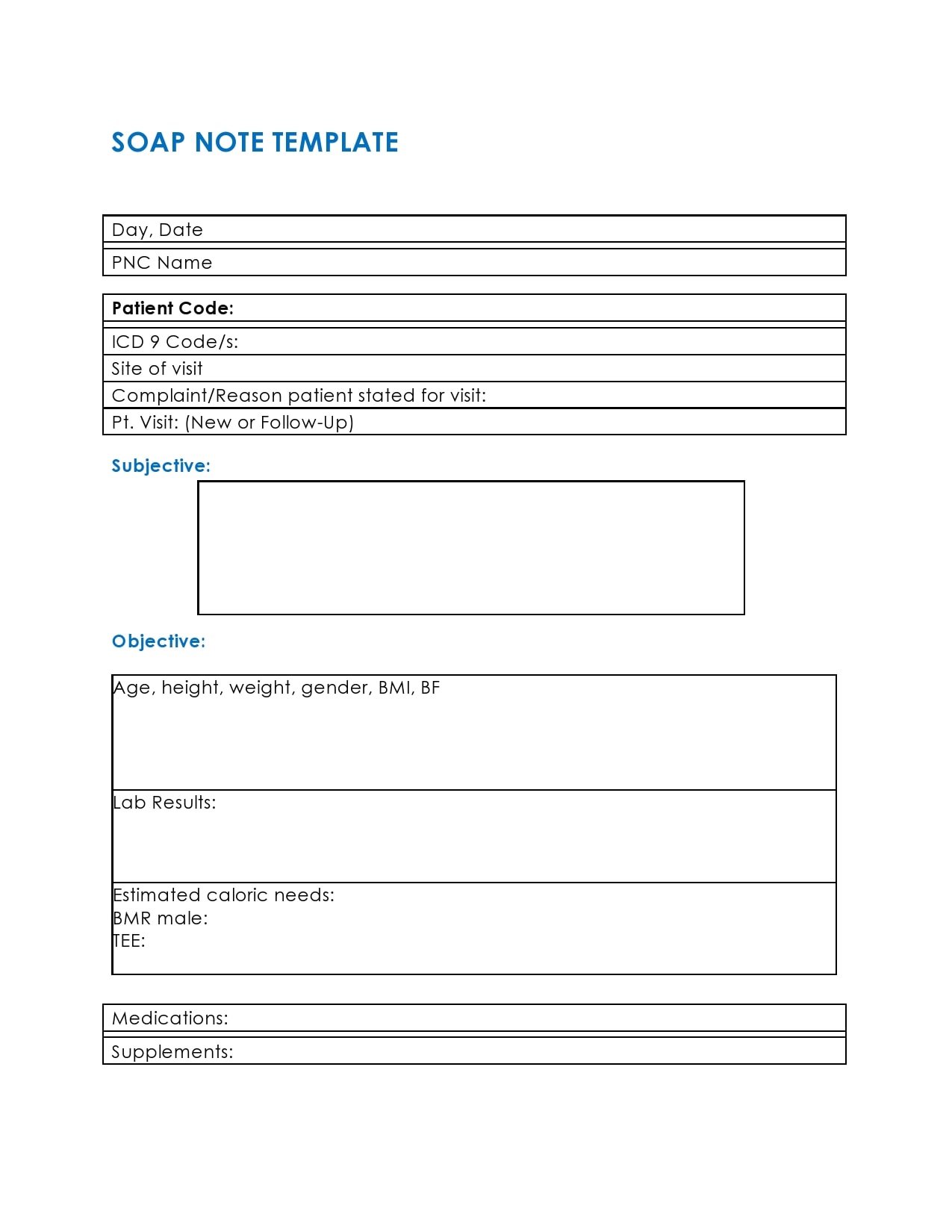 22 Blank SOAP Note Templates (+Examples) - TemplateArchive Inside Soap Note Template Word