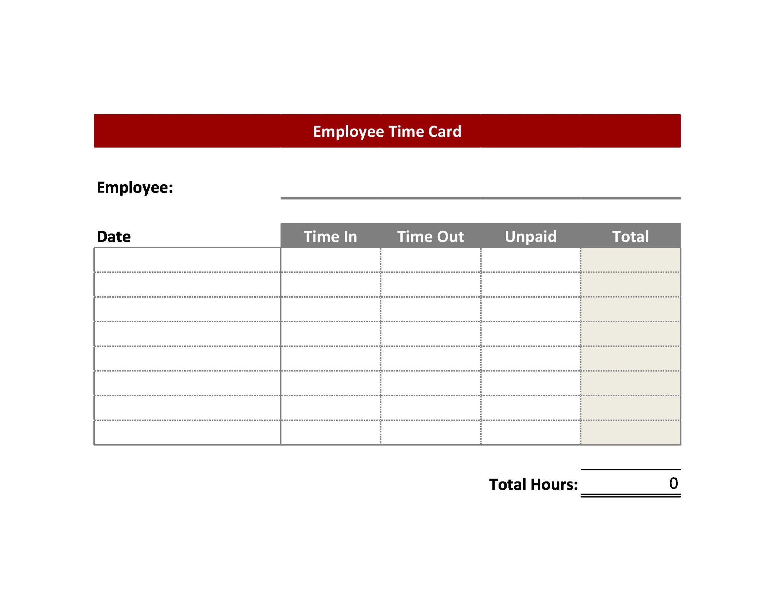 Time Card Templates Free